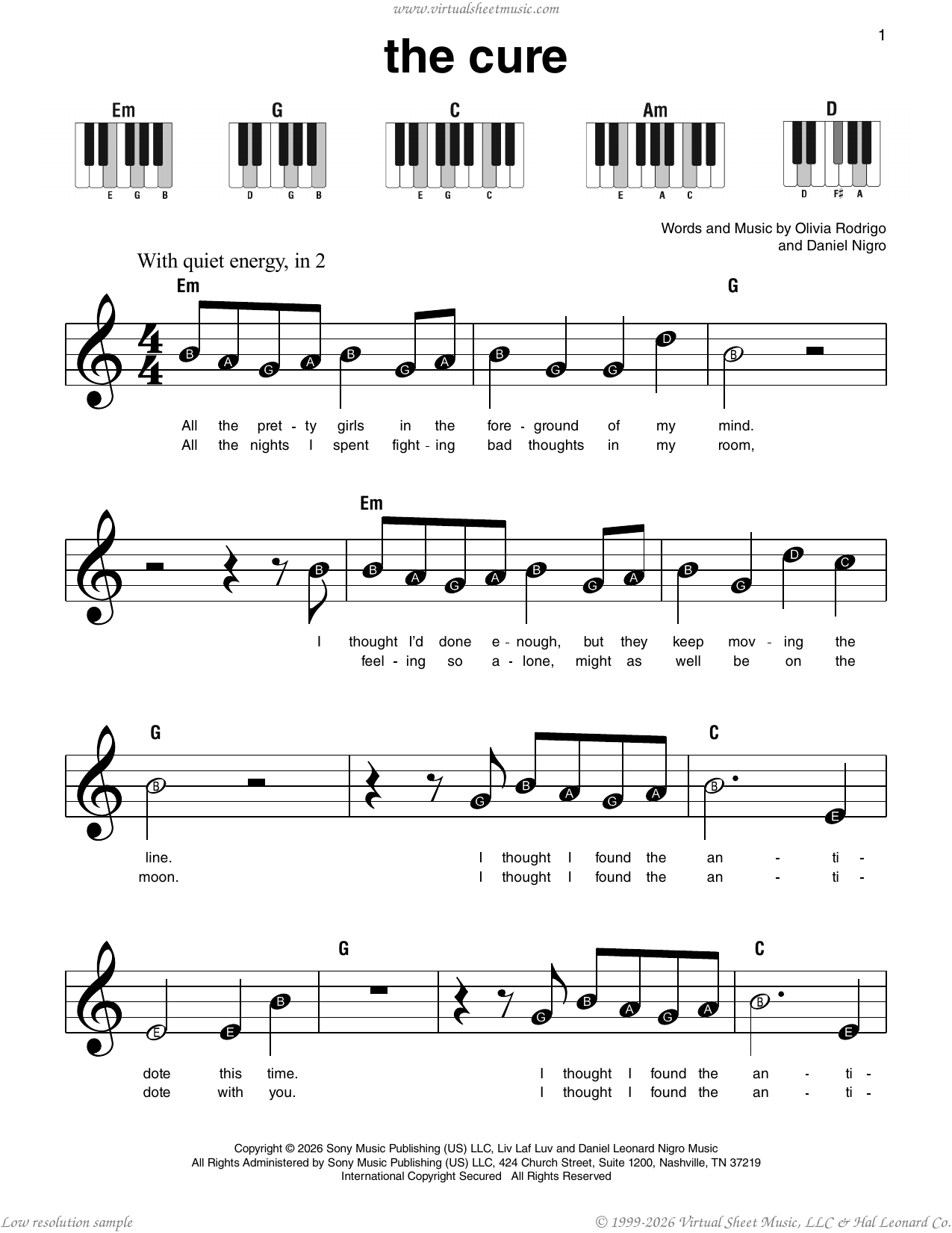 the cure sheet music for piano solo (PDF)
