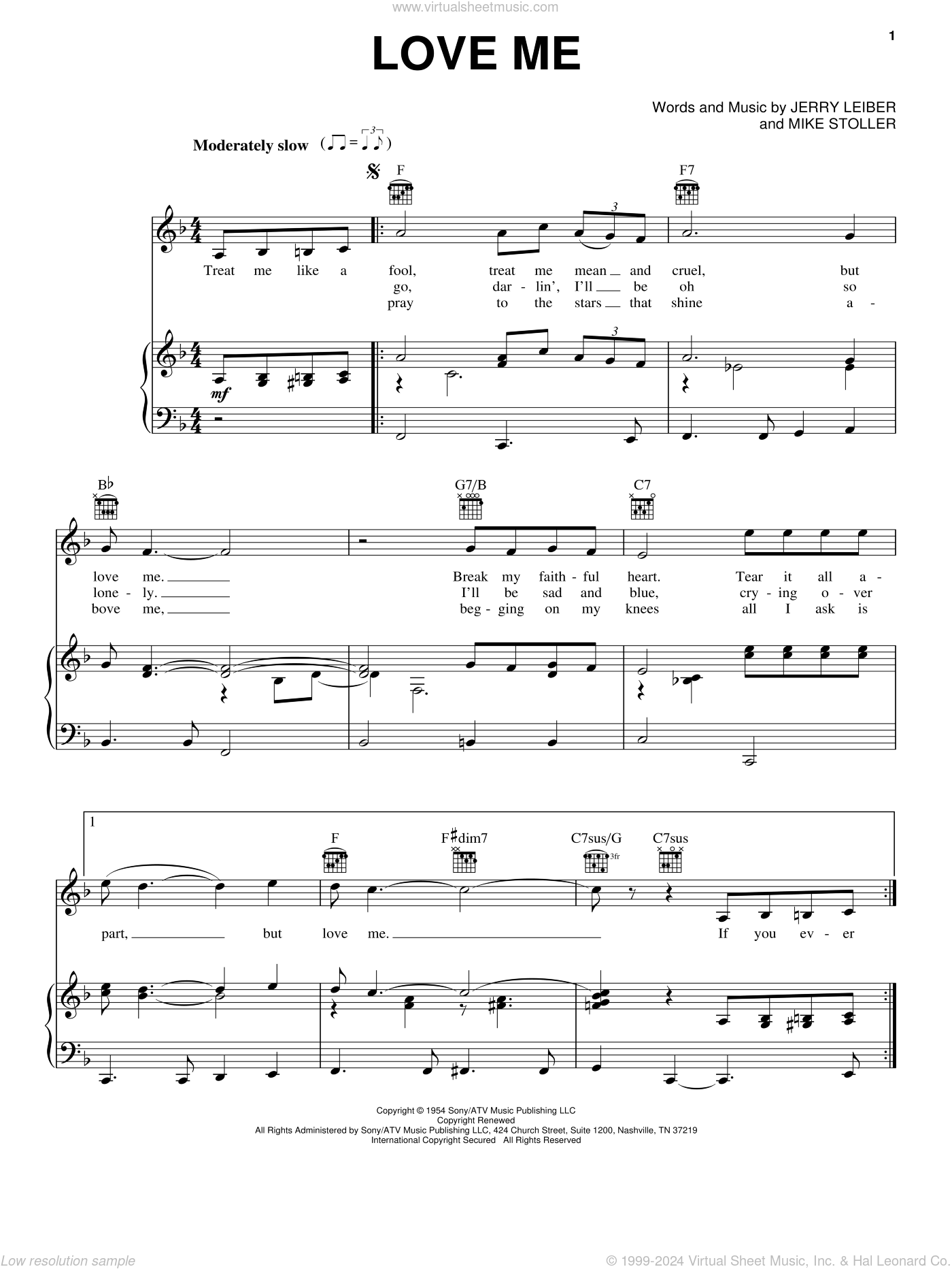 Elvis Presley: Love Me sheet music for voice, piano or guitar