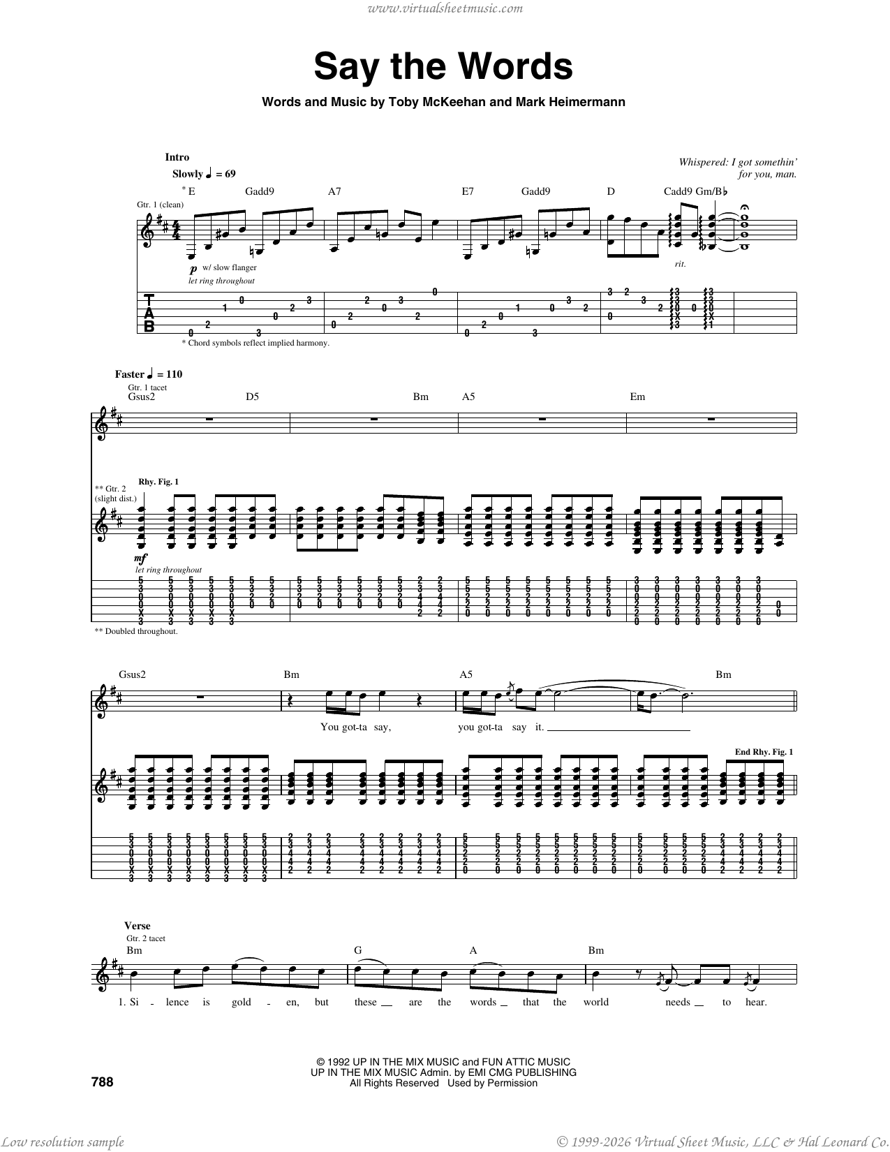 Say The Word sheet music for guitar (tablature) (PDF)