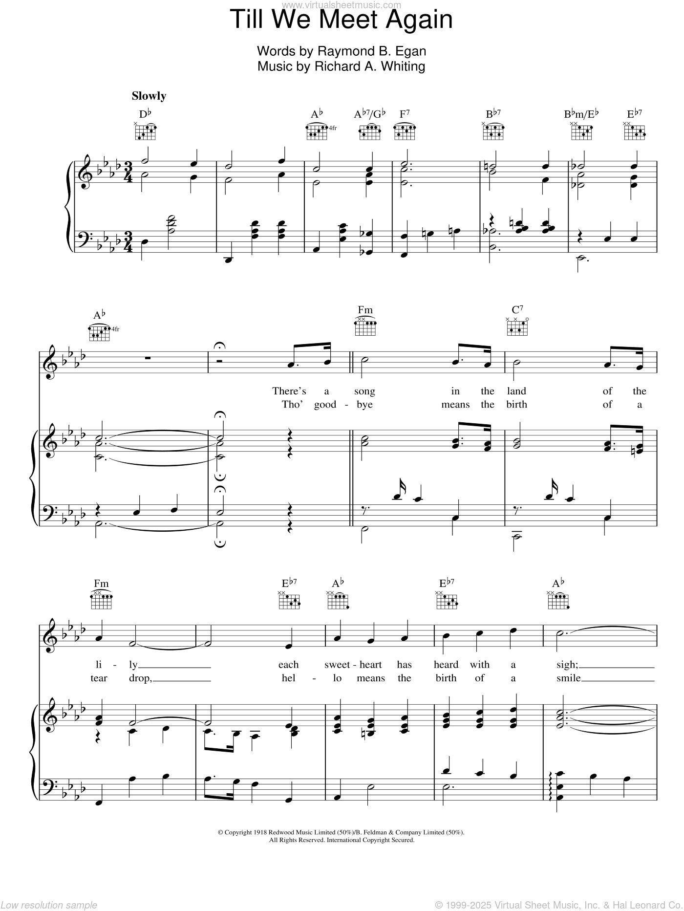 Till We Meet Again Sheet Music For Voice Piano Or Guitar Pdf