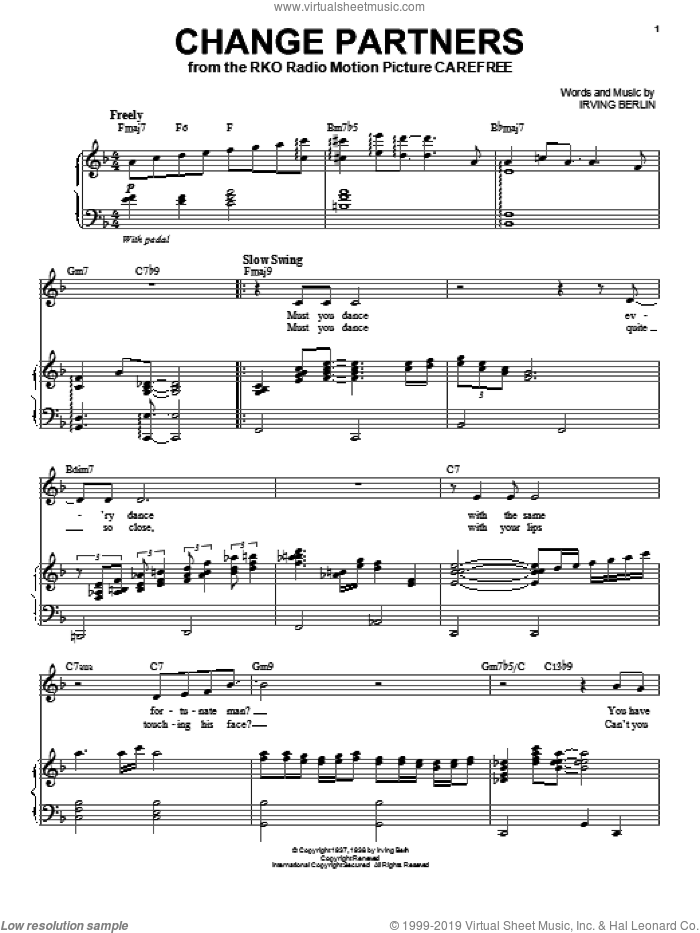 Fred Astaire: Change Partners sheet music for voice and piano