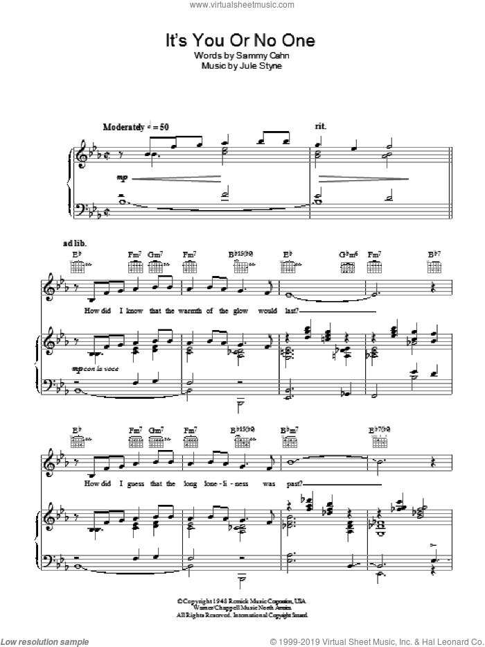 It's You Or No One sheet music for voice, piano or guitar (PDF)