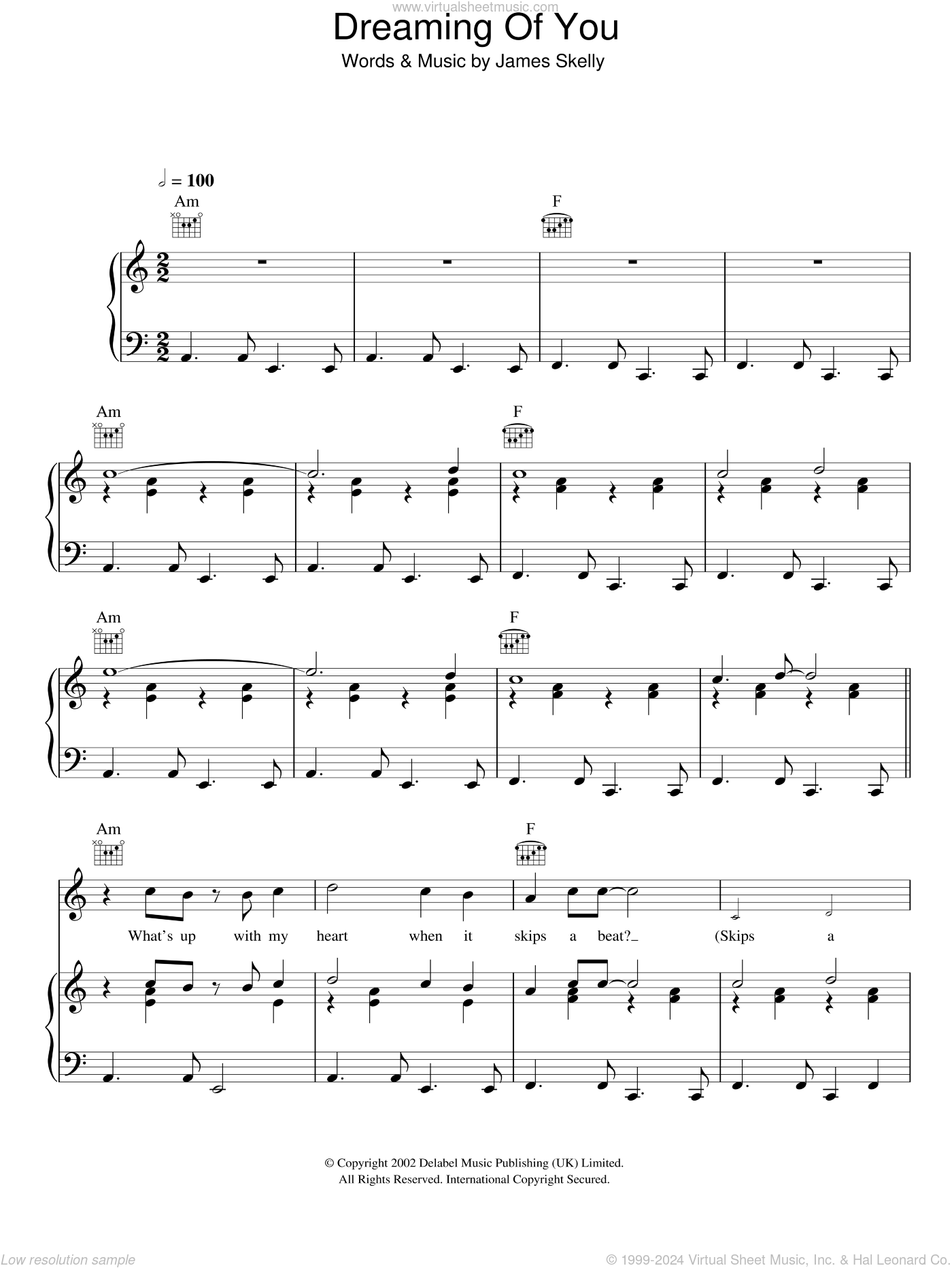 Coral - Dreaming Of You Sheet Music For Voice, Piano Or Guitar