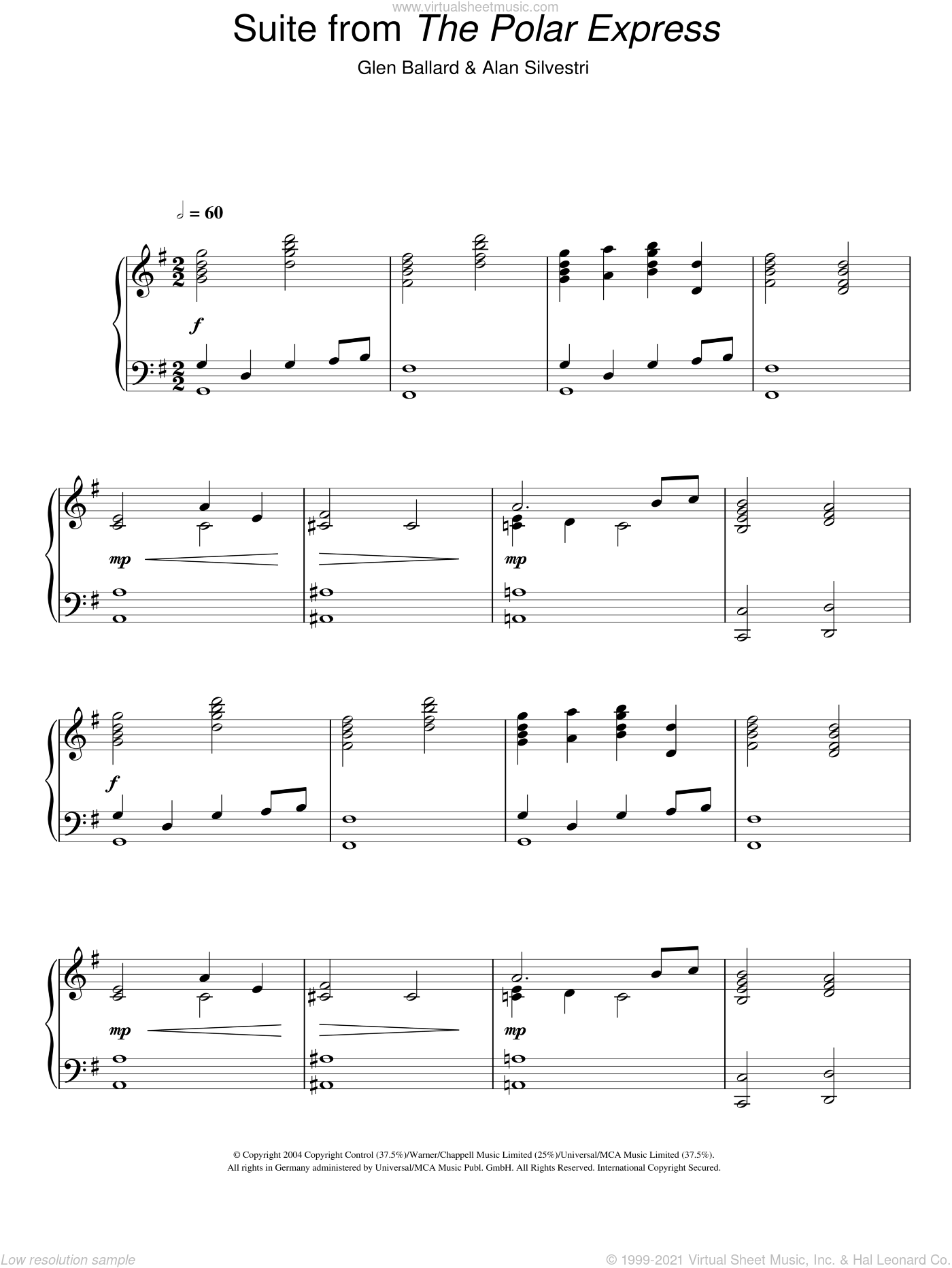 Silvestri Piano Suite From The Polar Express Sheet Music For Piano Solo