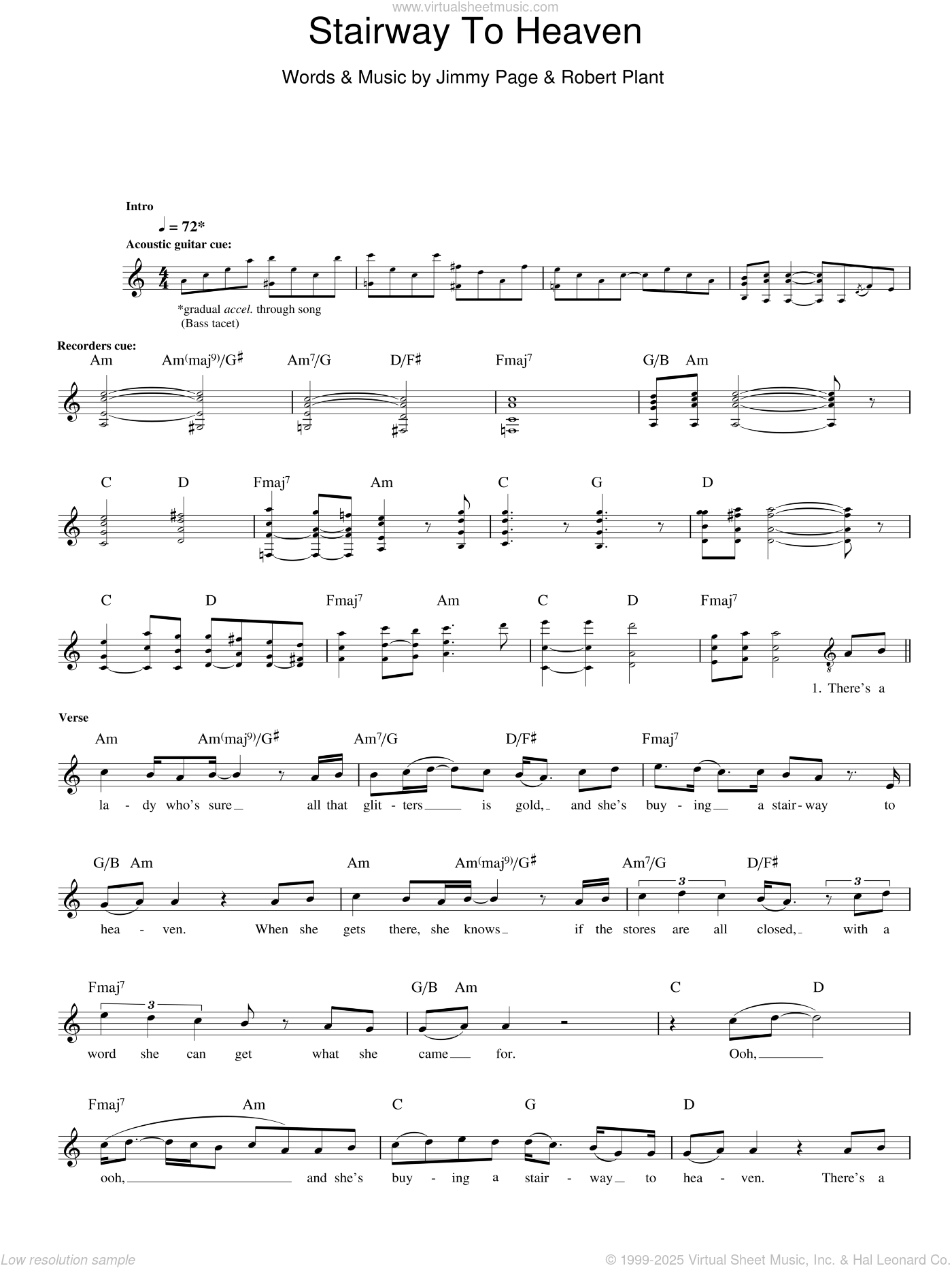 Stairway To Heaven sheet music for bass (tablature) (bass guitar)