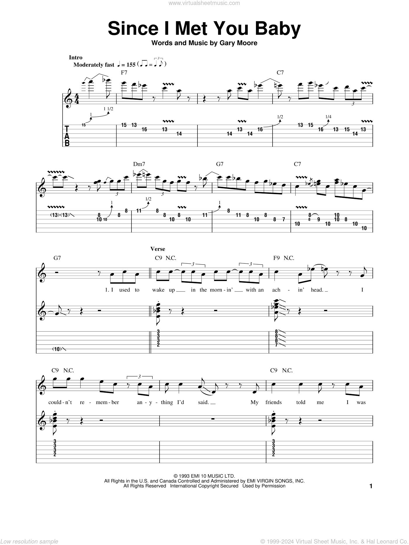 Since when i met you песня. Gary Moore Loner Ноты. I Love you Baby Ноты для гитары. Gary Moore one Day Ноты. Loner Gary Moore аккорды Ноты.