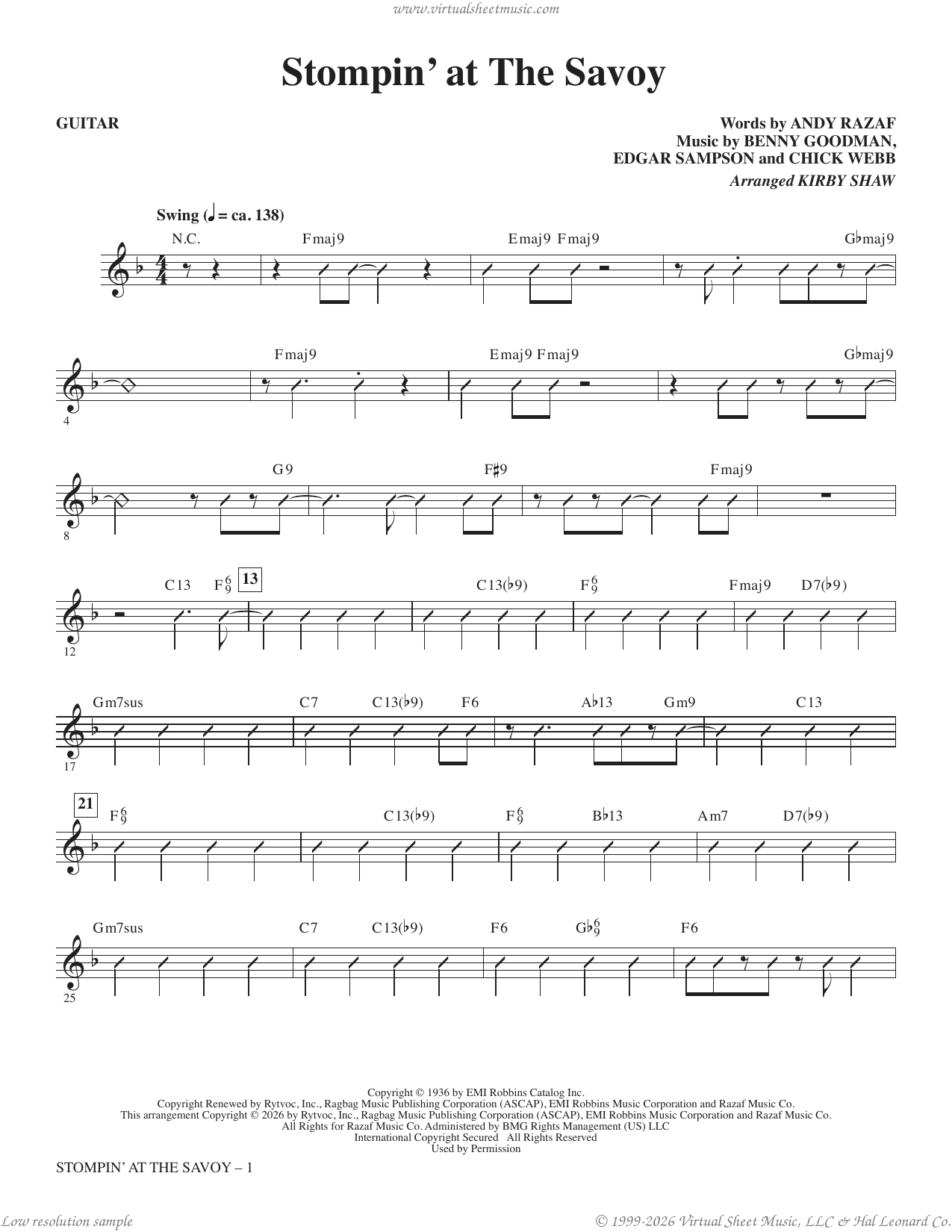 Stompin' At The Savoy (arr. Kirby Shaw) (complete set of parts
