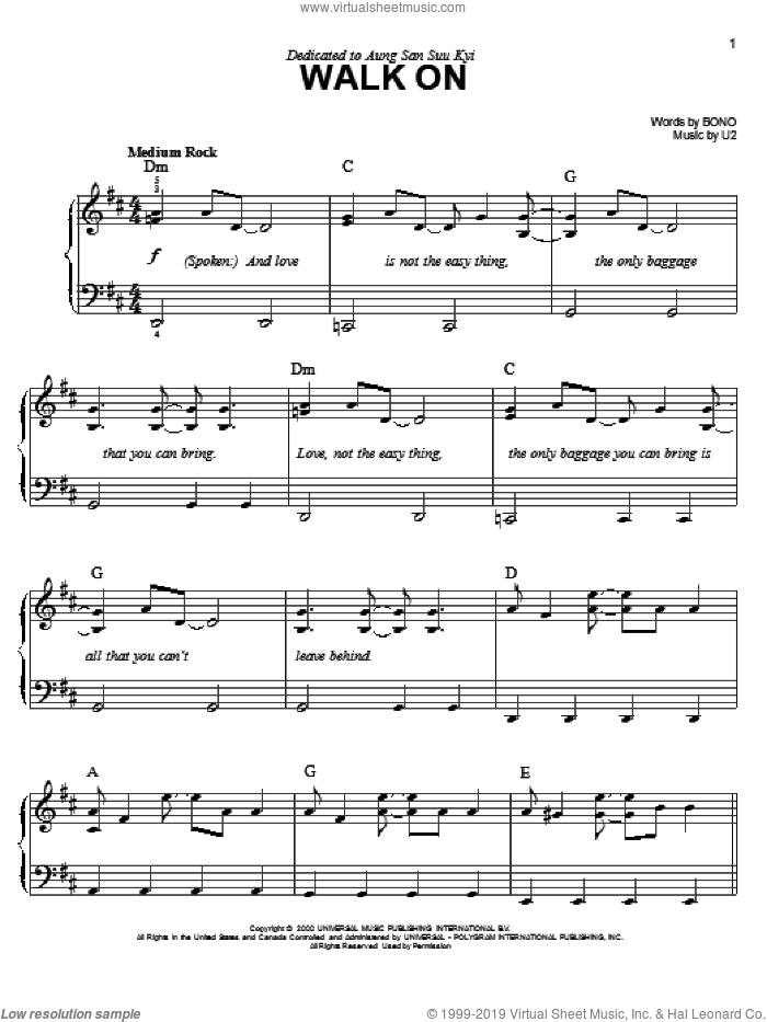 U2 Walk On Sheet Music For Piano Solo Pdf Interactive Free printable and easy chords ver. u2 walk on sheet music for piano solo pdf interactive