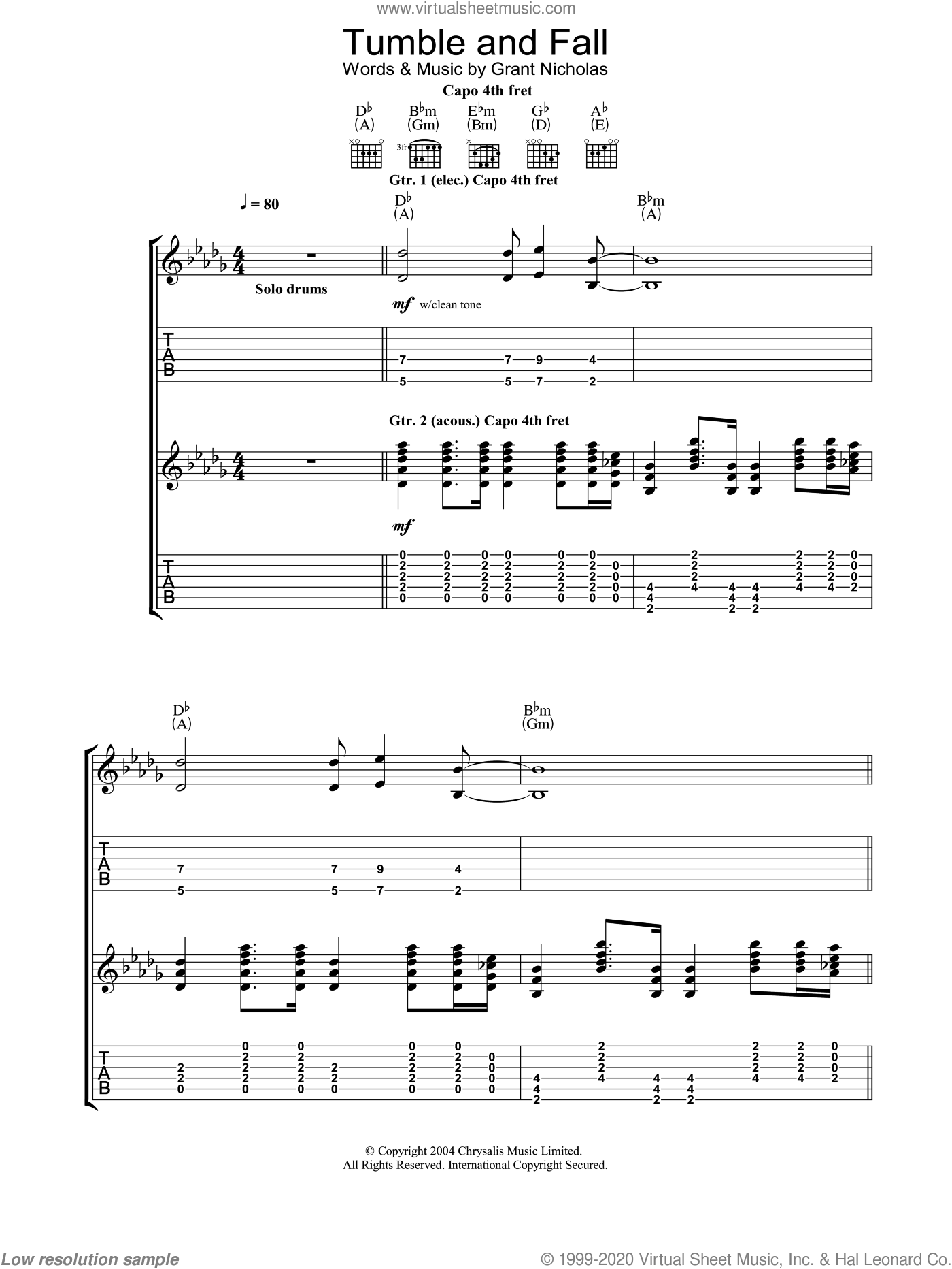 Feeder Tumble And Fall Sheet Music For Guitar Tablature Pdf