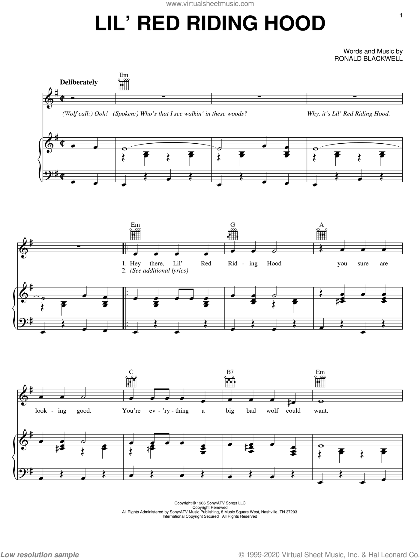 Lil' Red Riding Hood sheet voice, piano or (PDF)