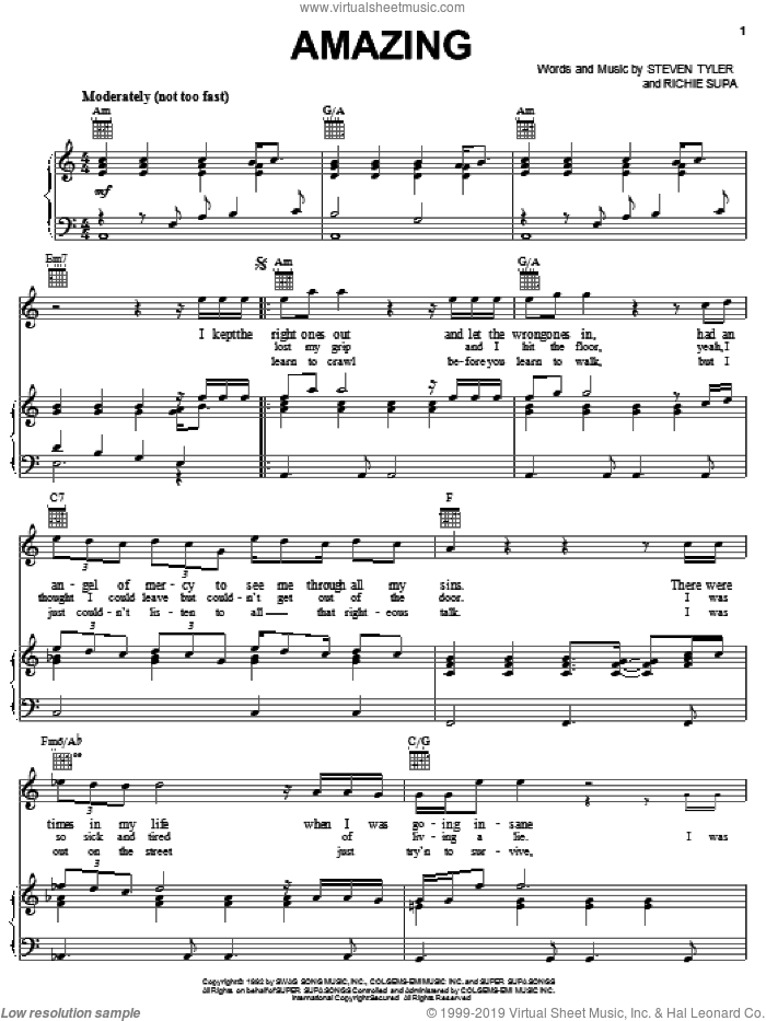 Crazy Sheet Music by Aerosmith for Piano/Keyboard and Voice