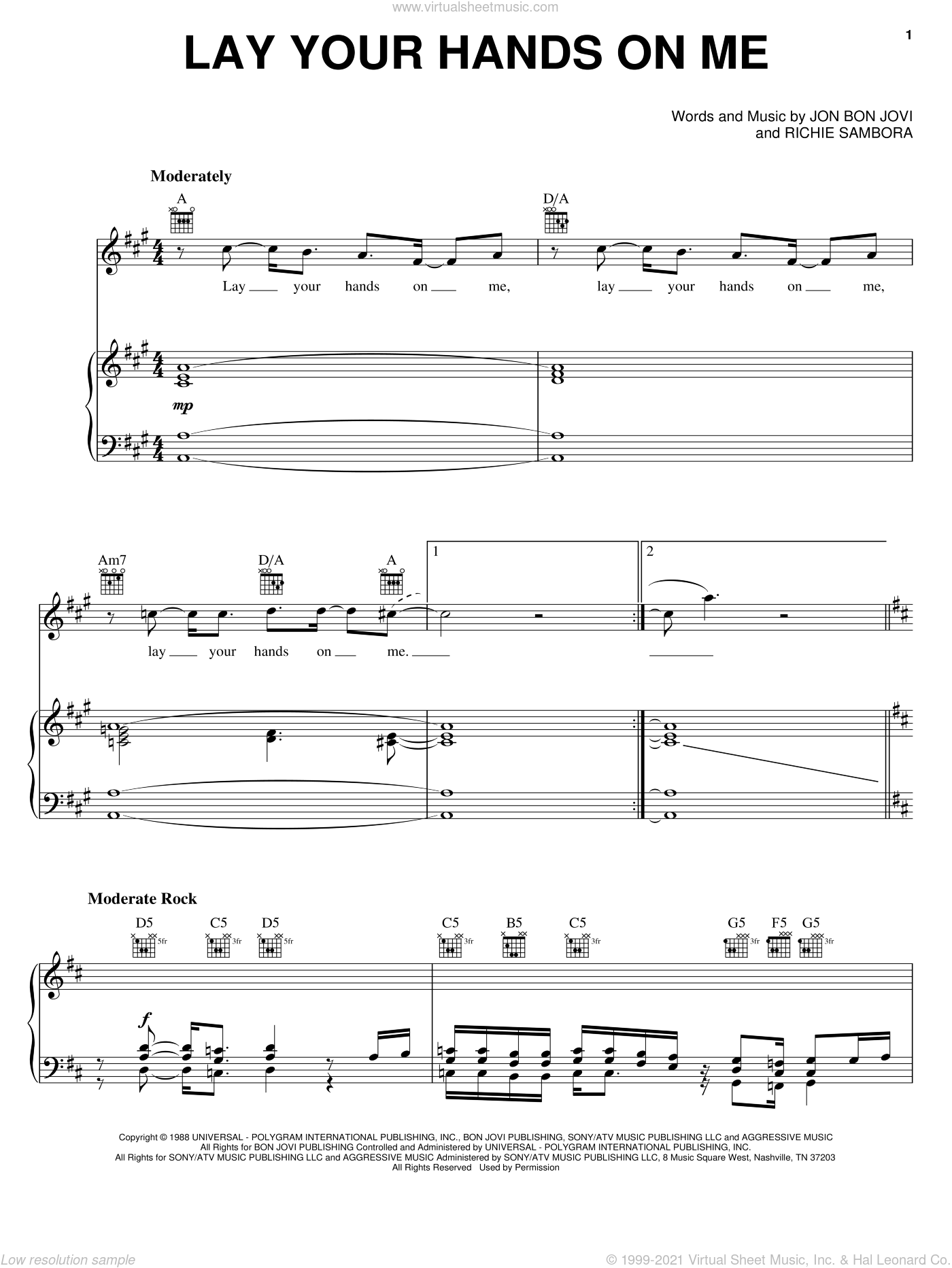 Lay Your Hands On Me Sheet Music For Voice Piano Or Guitar Pdf