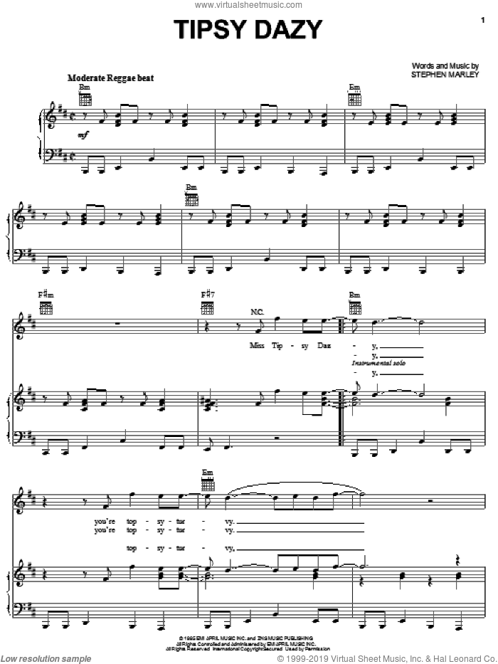 Tipsy Dazy sheet music for voice, piano or guitar (PDF)