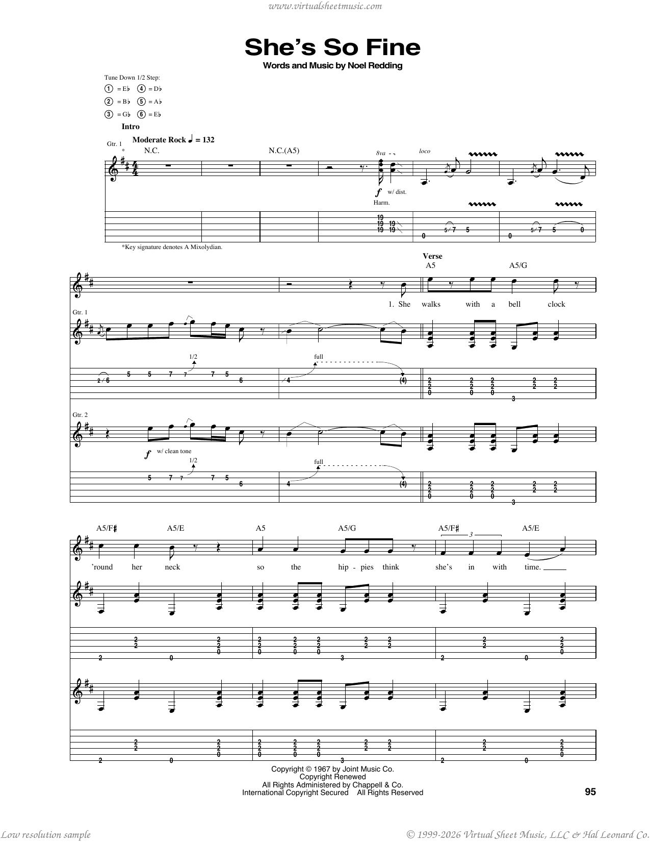 She's So Fine sheet music for guitar (tablature) (PDF)
