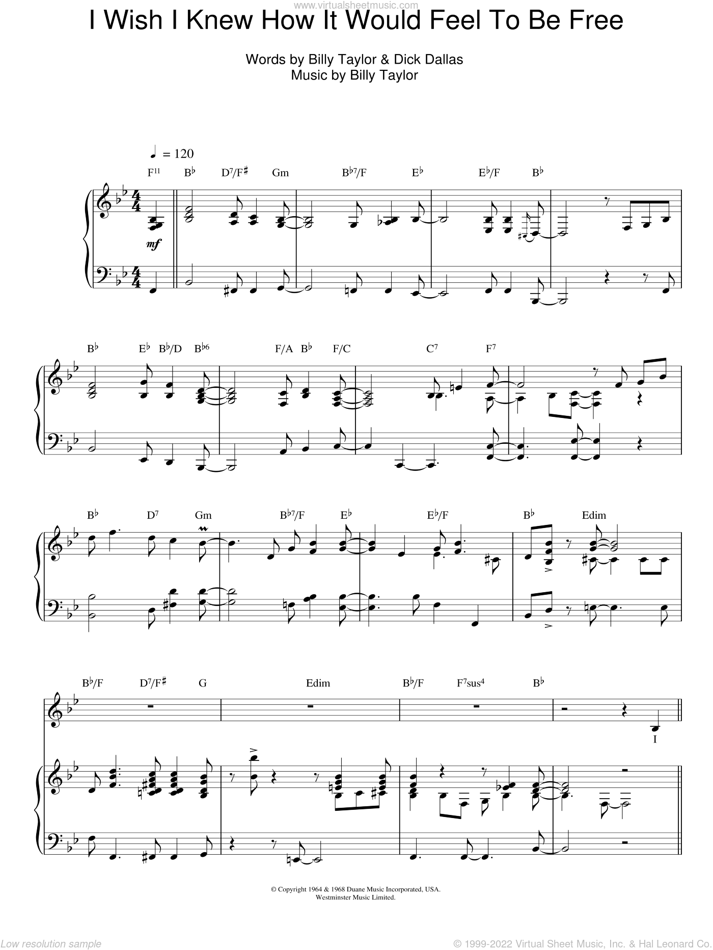 Simone I Wish I Knew How It Would Feel To Be Free Sheet Music For Voice Piano Or Guitar V2