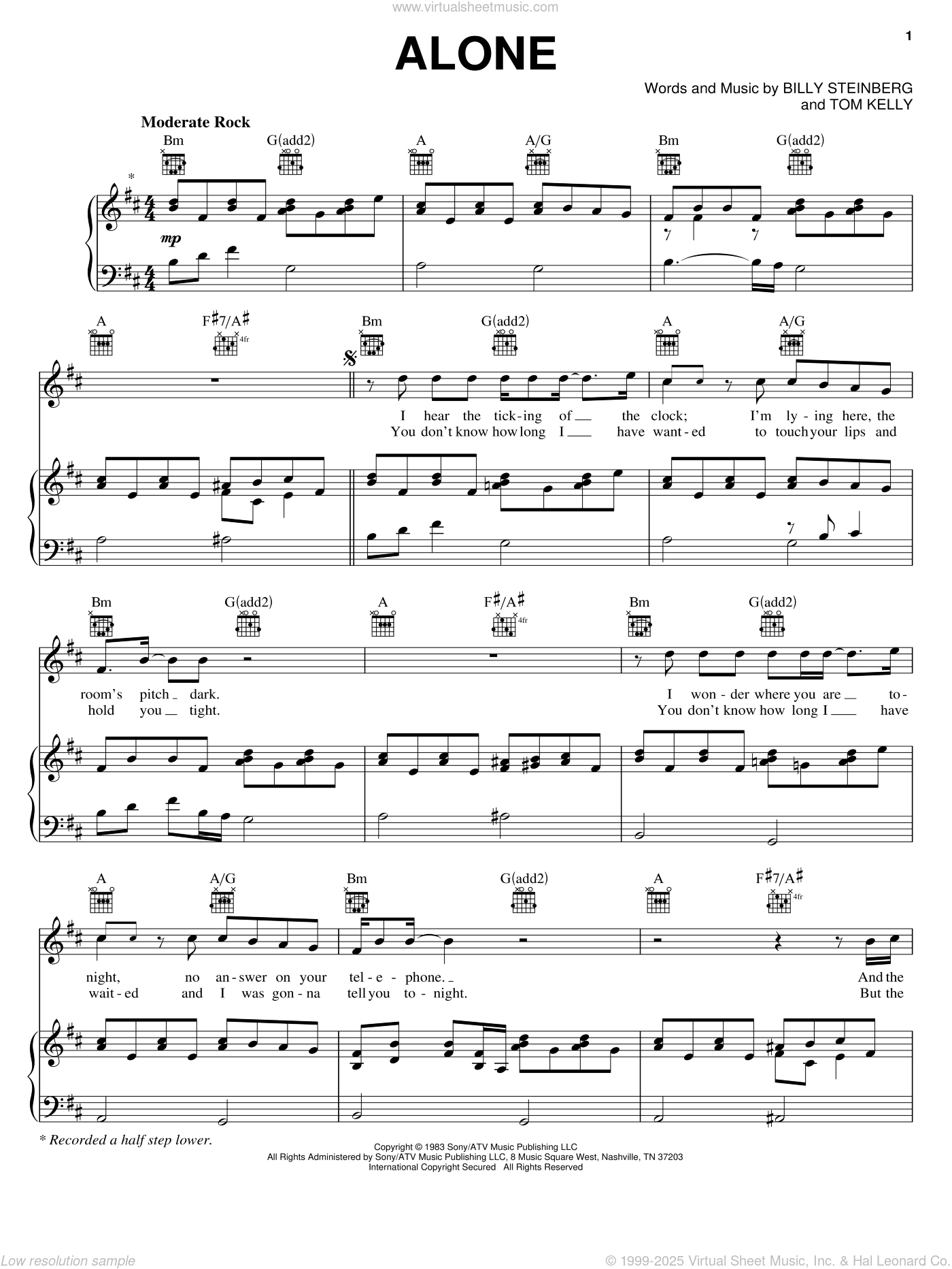 Heart: Alone sheet music for voice, piano or guitar (PDF)