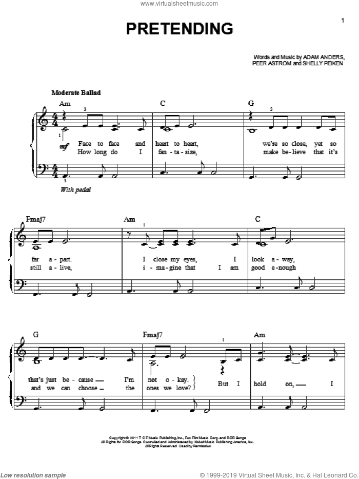 Pretending sheet music for piano solo (PDF-interactive)