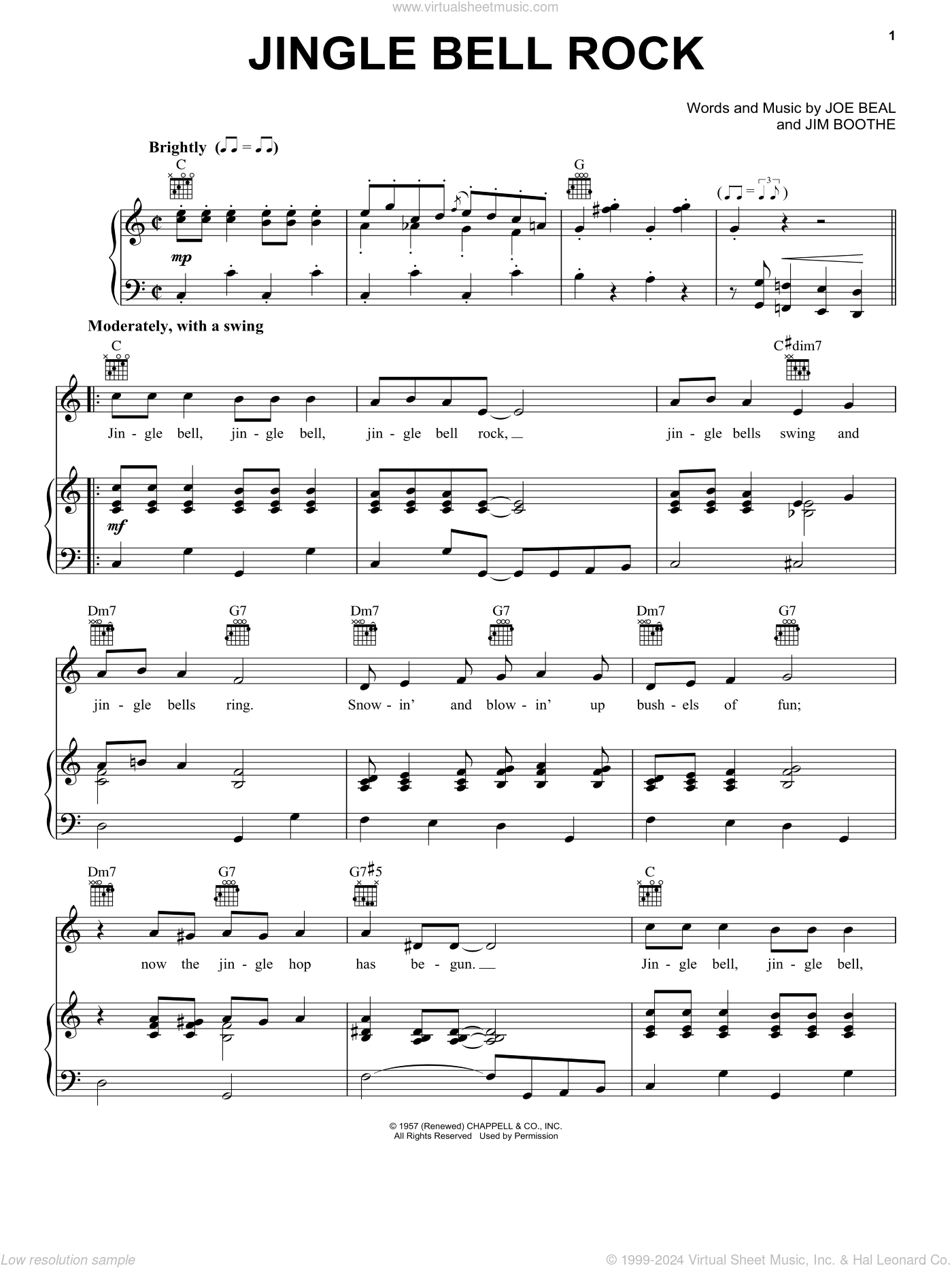 Jingle Bells (Lead sheet with lyrics ) Sheet music for Piano (Solo