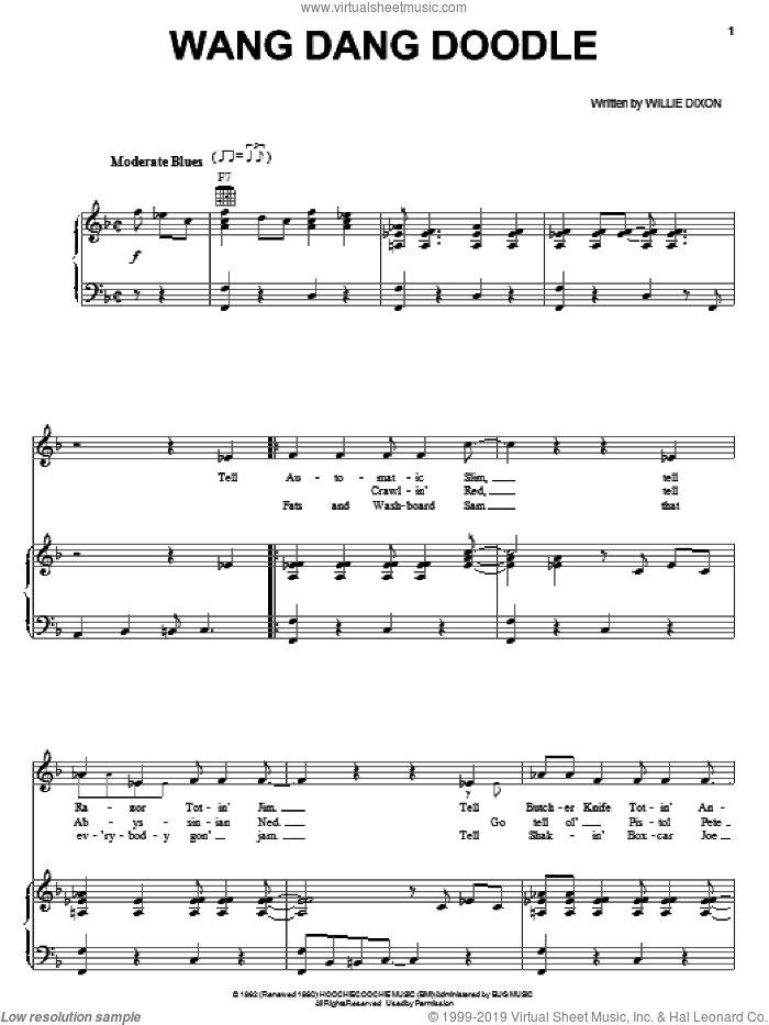 Wolf Wang Dang Doodle Sheet Music For Voice Piano Or Guitar