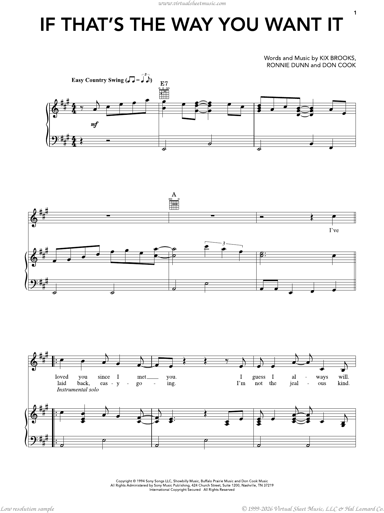 If That's The Way You Want It sheet music for voice, piano or guitar