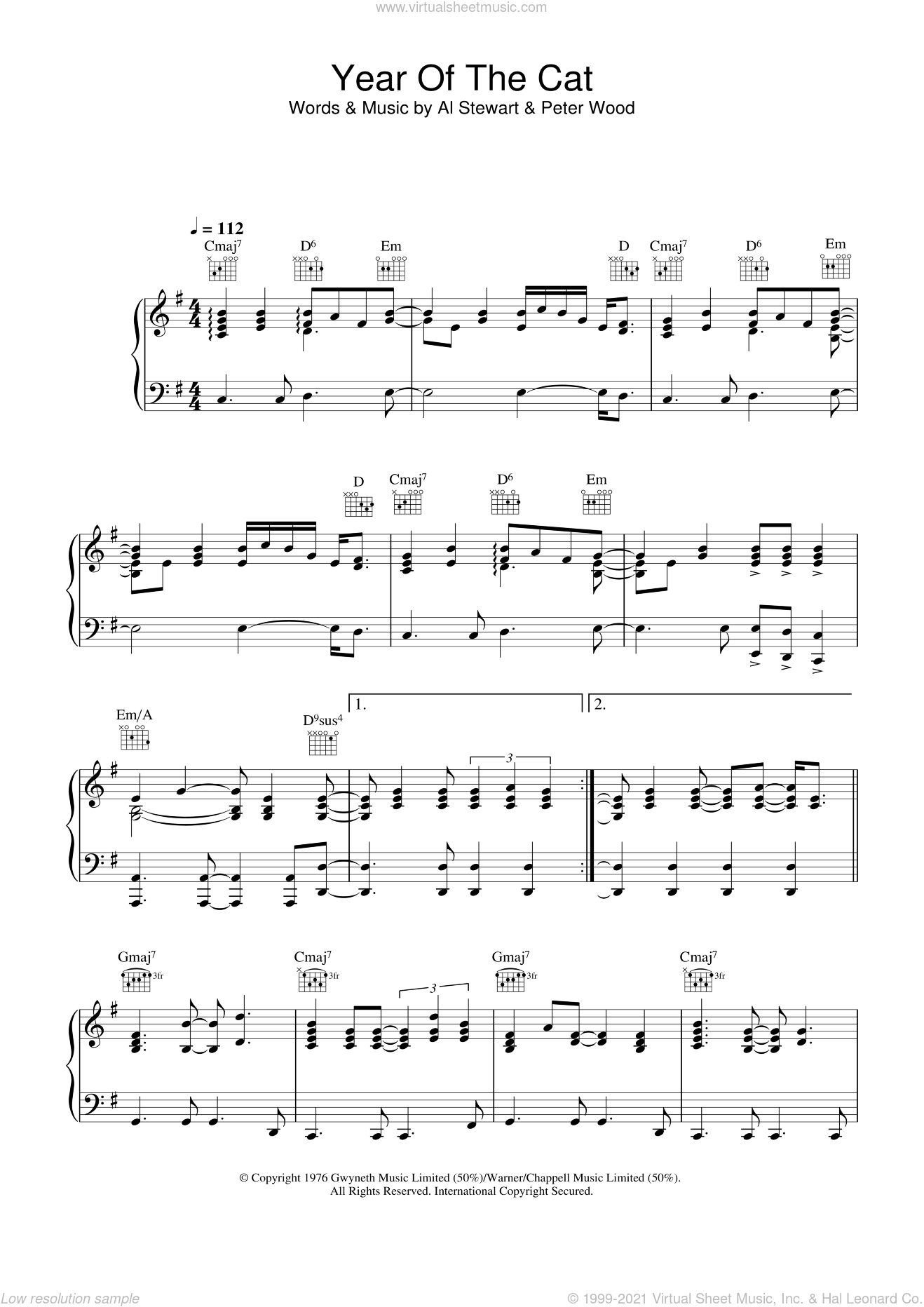 Stewart - Year Of The Cat sheet music for voice, piano or guitar