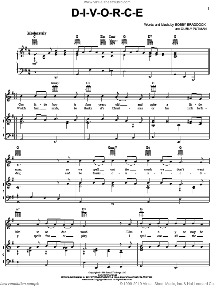 D-I-V-O-R-C-E sheet music for voice, piano or guitar (PDF)