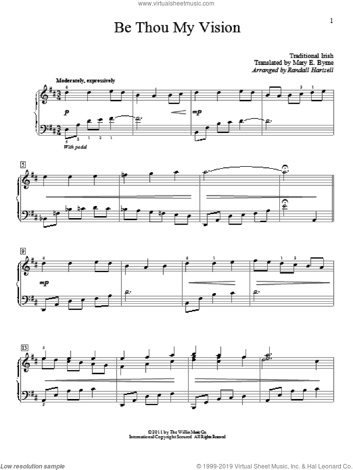Byrne Be Thou My Vision sheet music for piano solo (elementary)