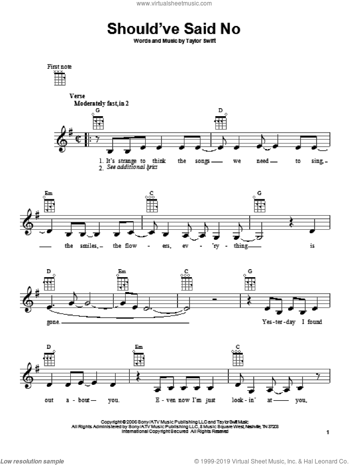 Swift Shouldve Said No Sheet Music For Ukulele Pdf