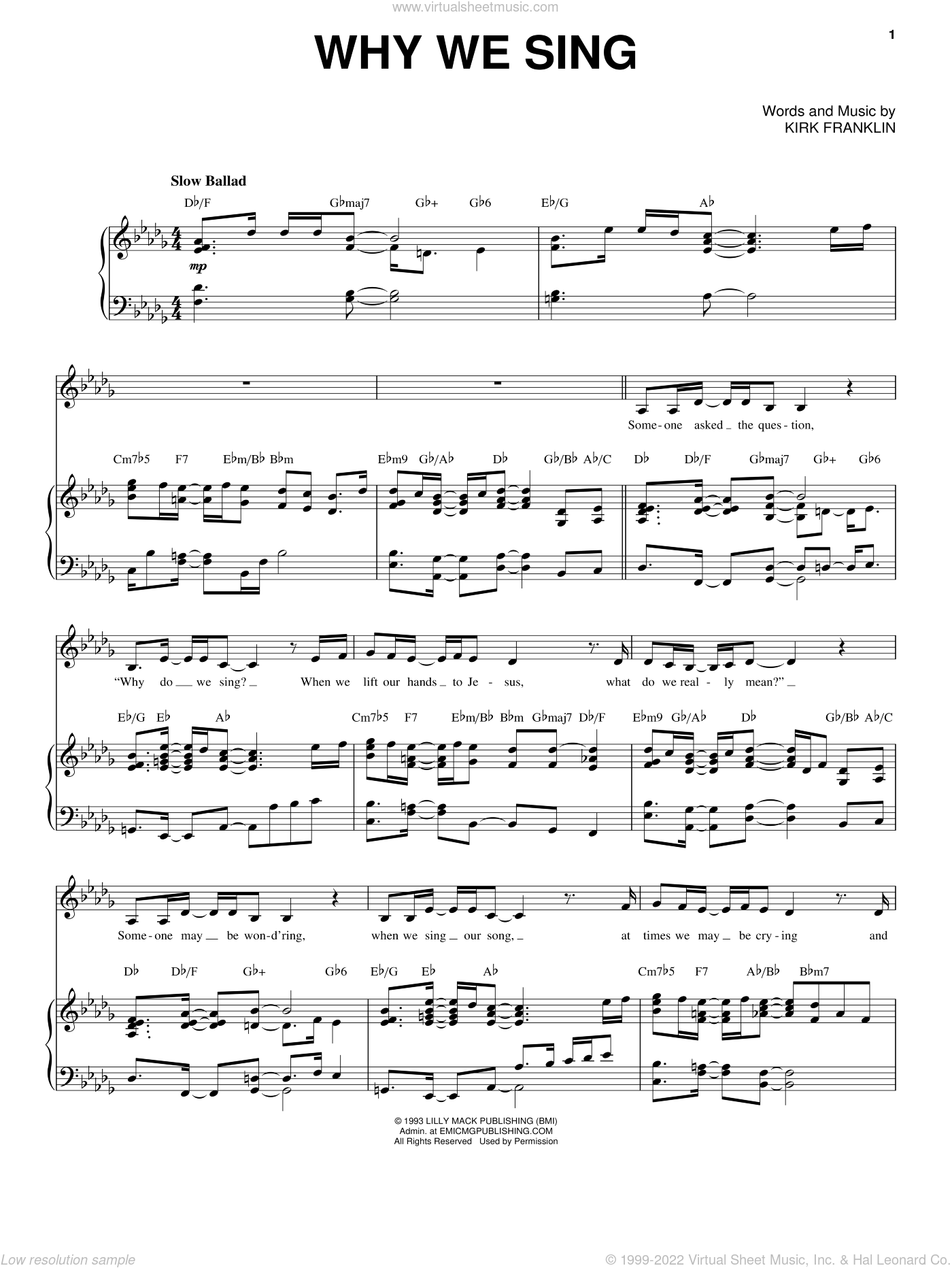 Franklin Why We Sing Sheet Music For Voice Piano Or Guitar