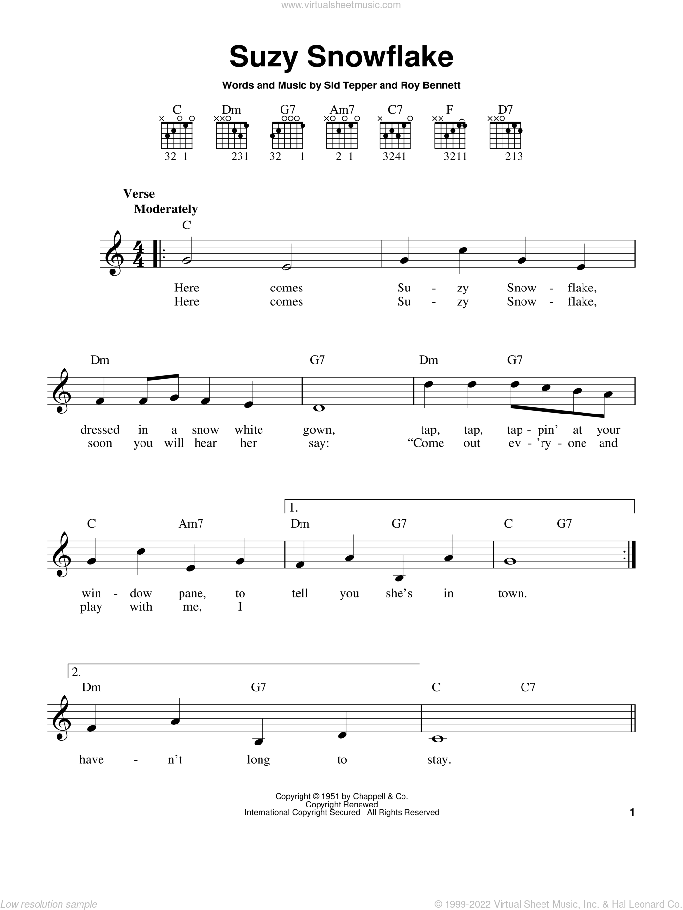 Suzy Snowflake Sheet Music Easy For Guitar Solo Chords Pdf 