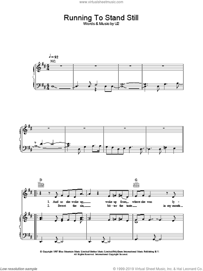 Running To Stand Still sheet music for voice, piano or guitar