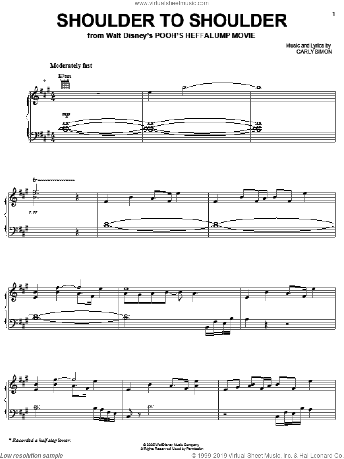 Shoulder To Shoulder sheet music for voice, piano or guitar (PDF)