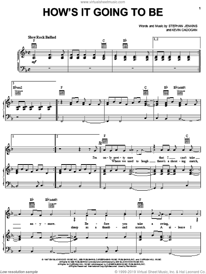 How's It Going To Be sheet music for voice, piano or guitar (PDF)