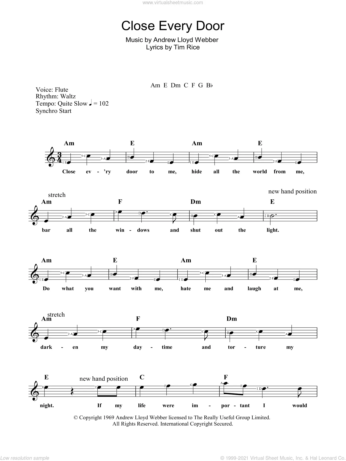 Webber Close Every Door Sheet Music Fake Book Pdf