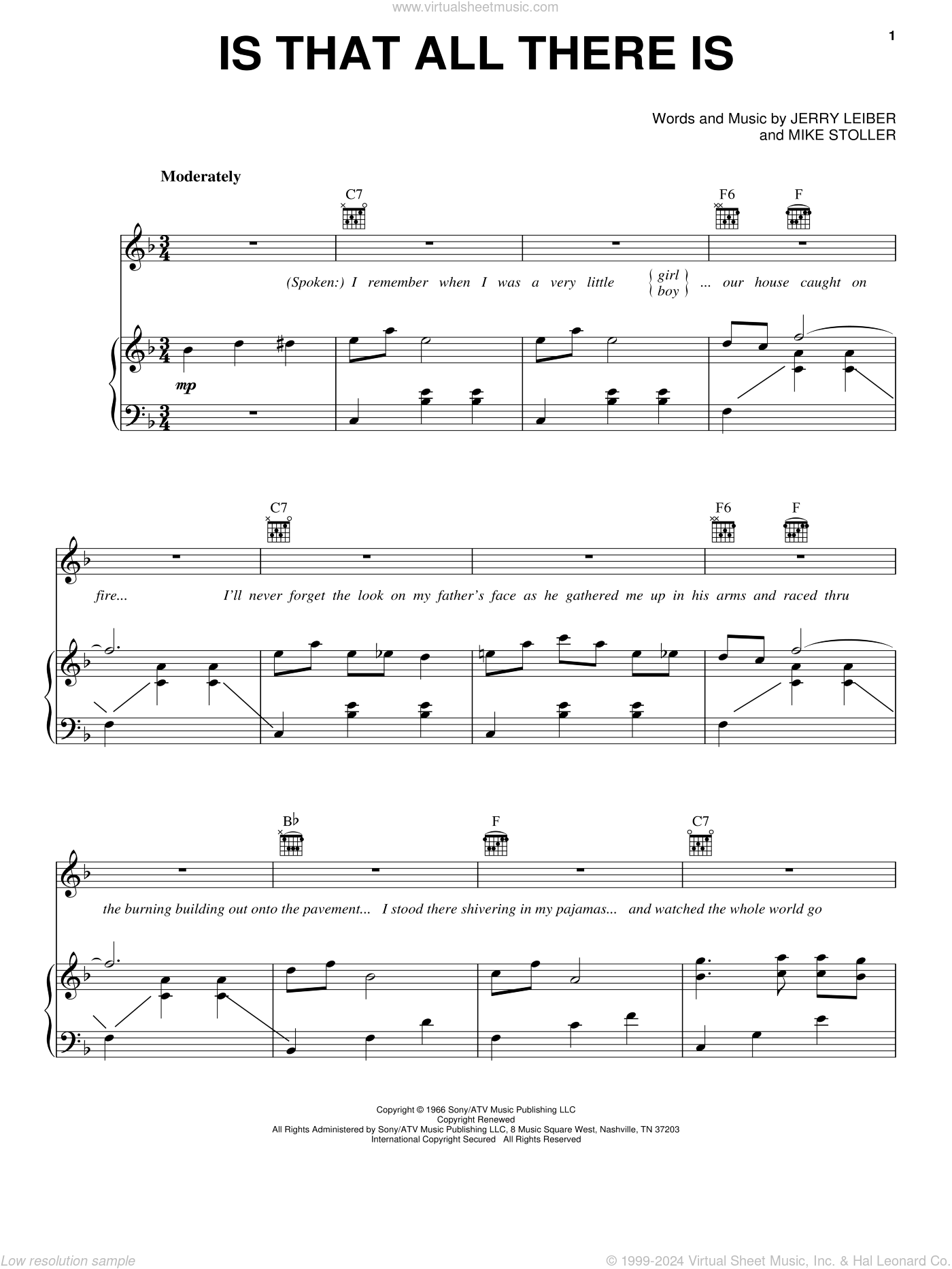 Lee - Is That All There Is sheet music for voice, piano or guitar