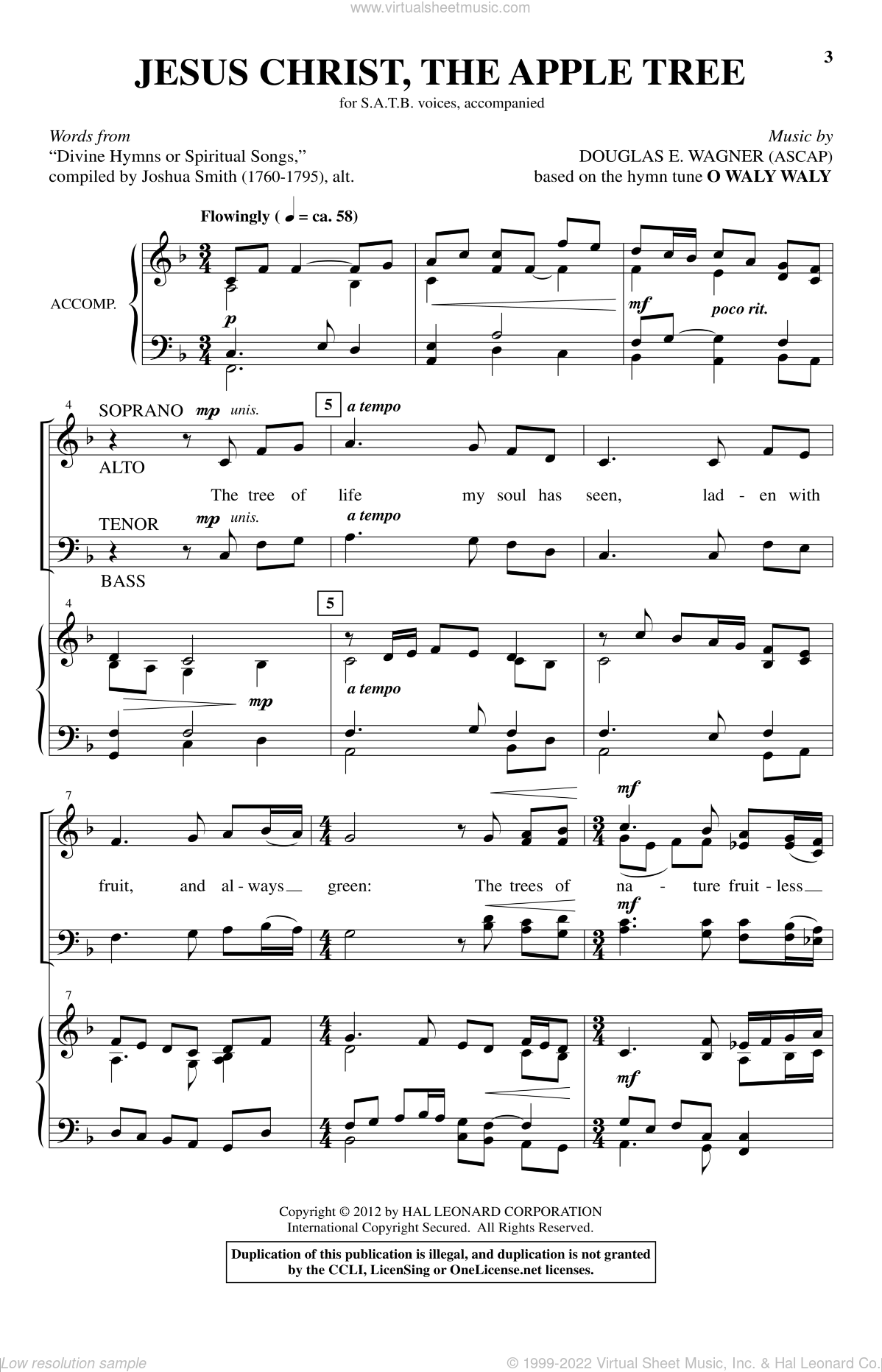 Jesus Christ The Apple Tree Sheet Music For Choir Satb Soprano Alto Tenor Bass 0639
