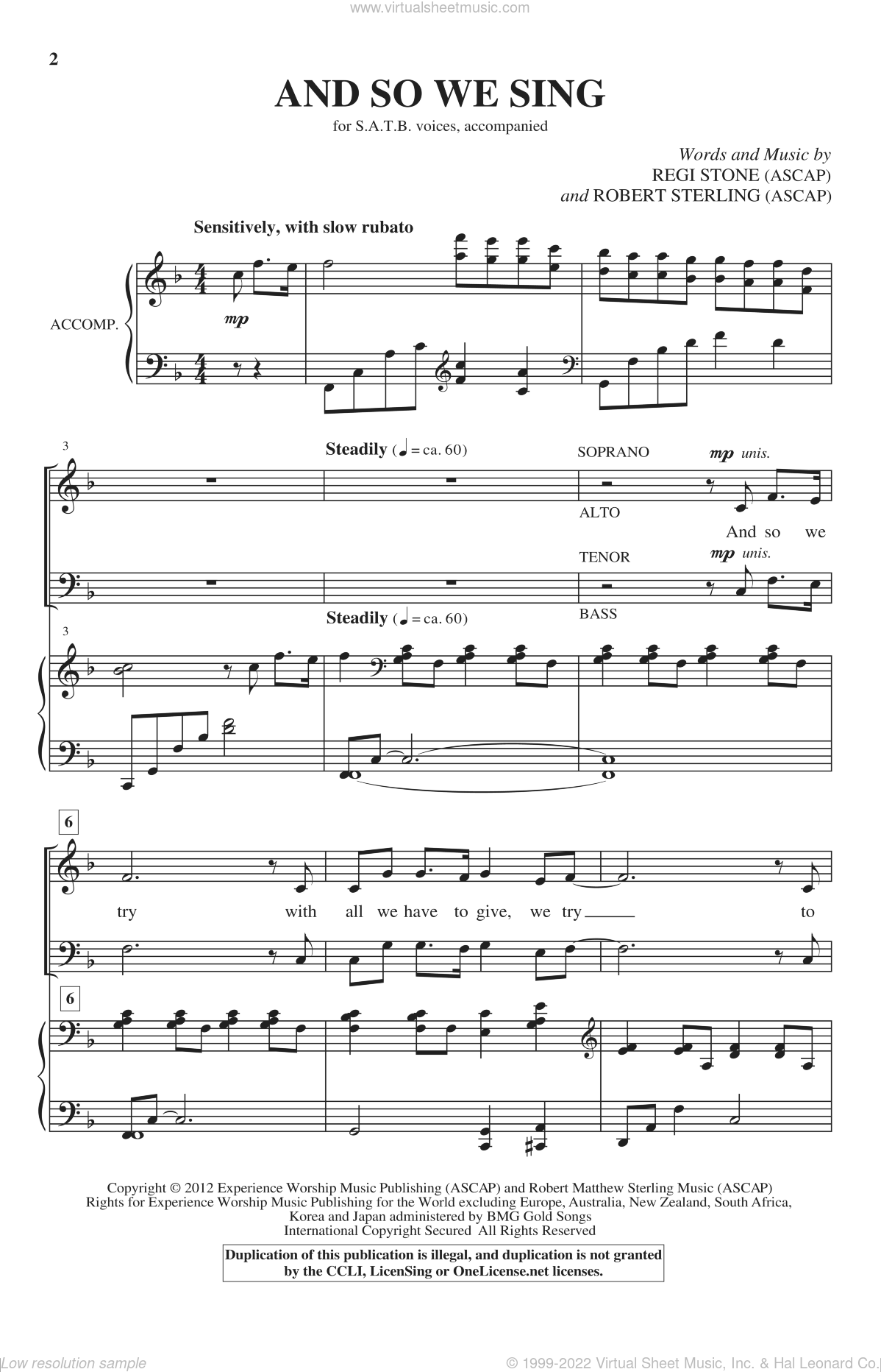 And So We Sing sheet music for choir (SATB soprano, alto, tenor, bass)