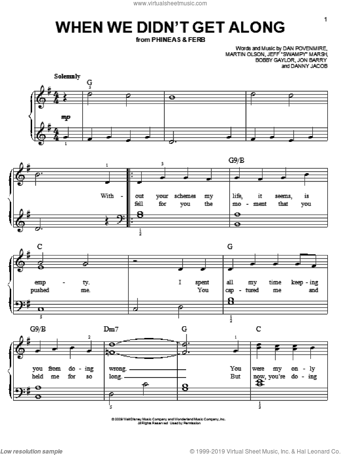 When We Didn't Get Along sheet music for piano solo (PDF)