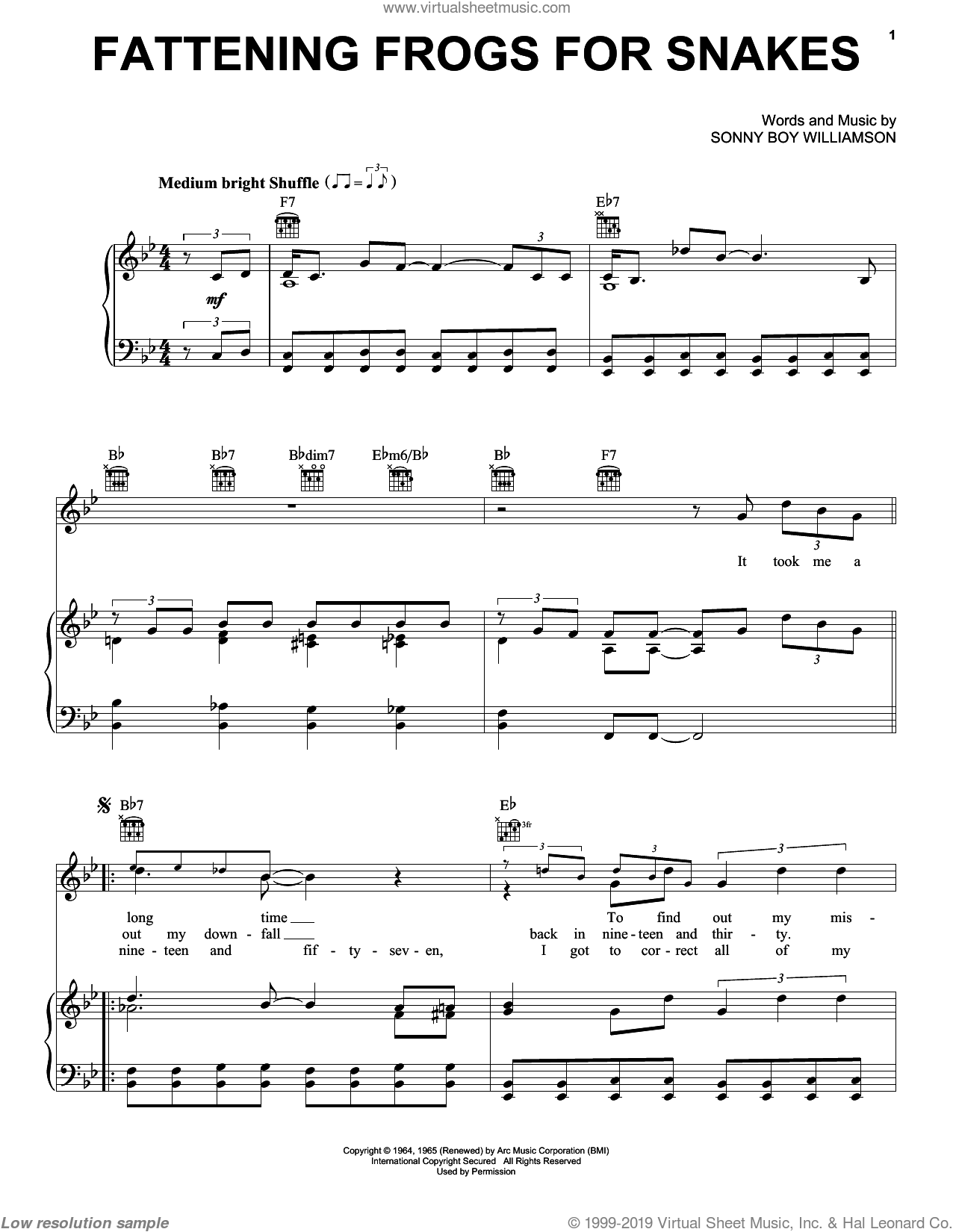 Fattening Frogs For Snakes sheet music for voice, piano or guitar