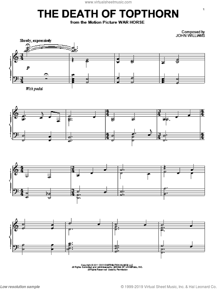 The Death Of Topthorn sheet music for piano solo (PDF)