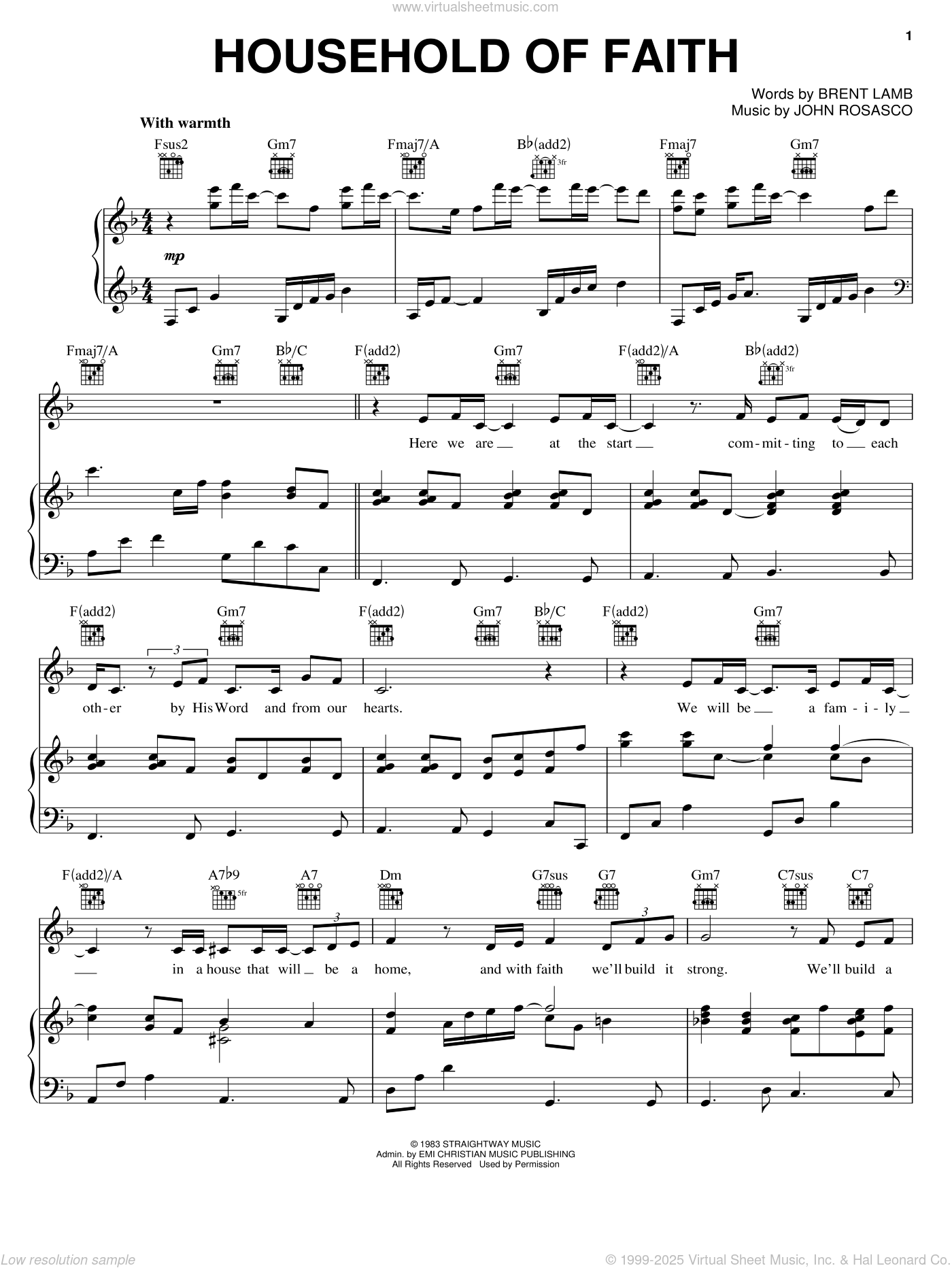 Household Of Faith sheet music for voice, piano or guitar v2