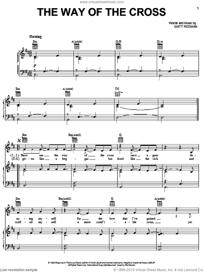 Redman - The Way Of The Cross sheet music for voice, piano or guitar