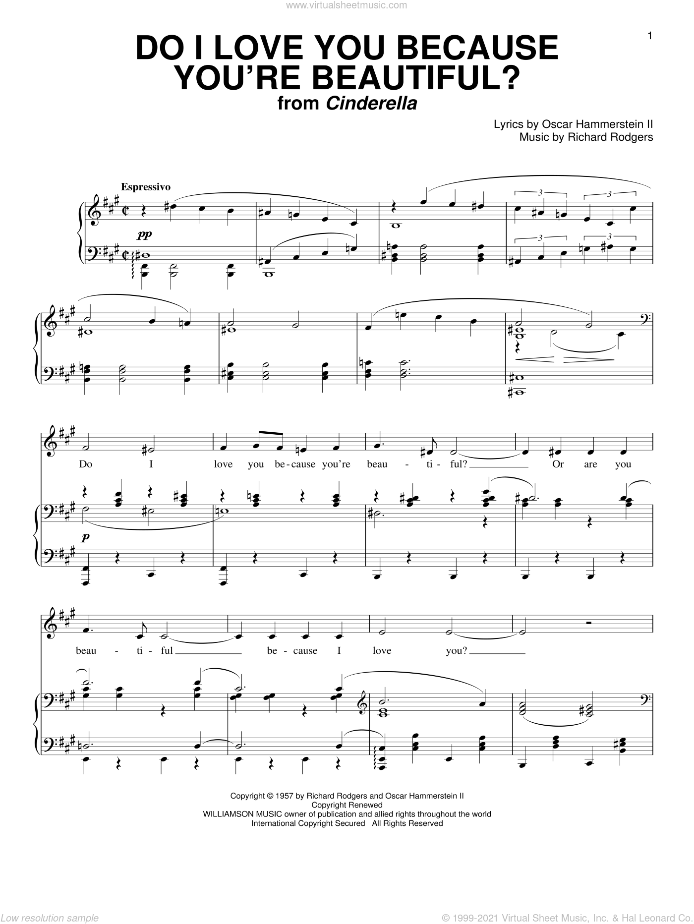 Hammerstein Do I Love You Because You're Beautiful? sheet music for