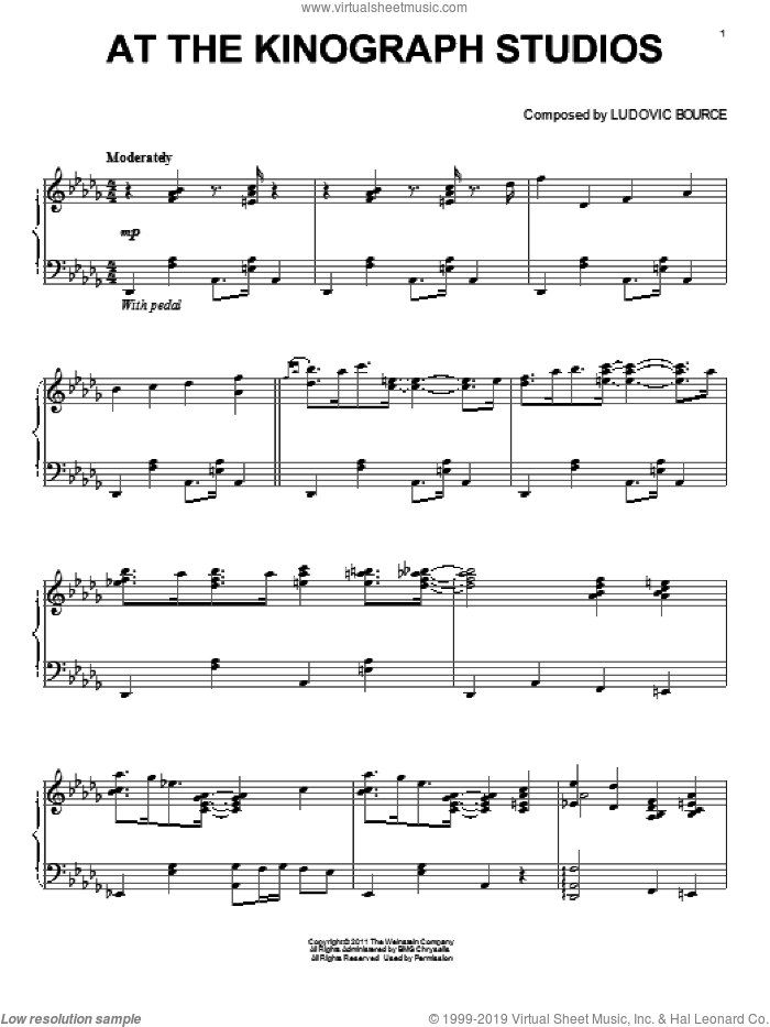 At The Kinograph Studios sheet music for piano solo (PDF)