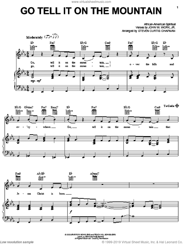 Steven Curtis Chapman: Go, Tell It On The Mountain Sheet Music For 