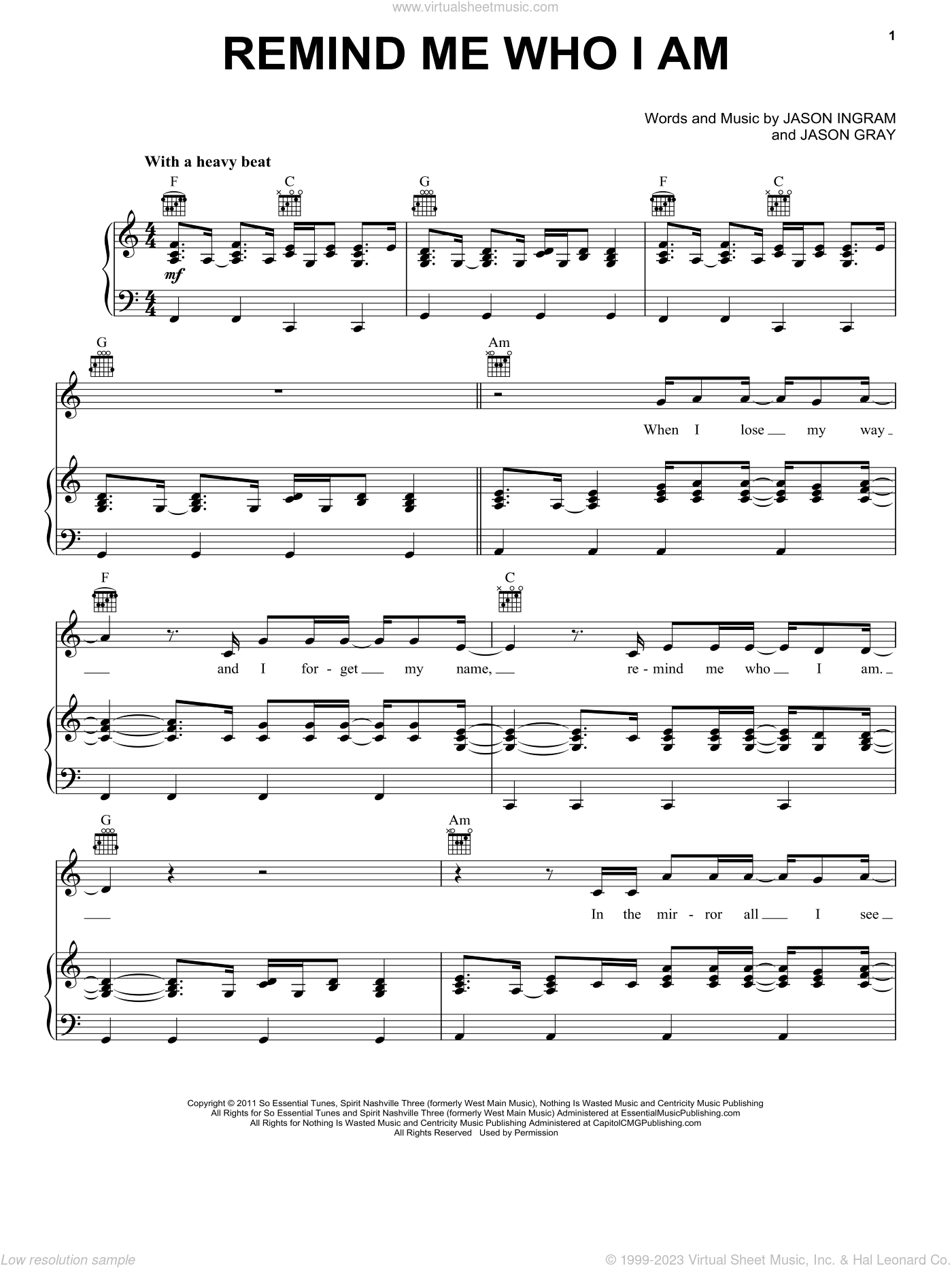 Gray Remind Me Who I Am Sheet Music For Voice Piano Or Guitar