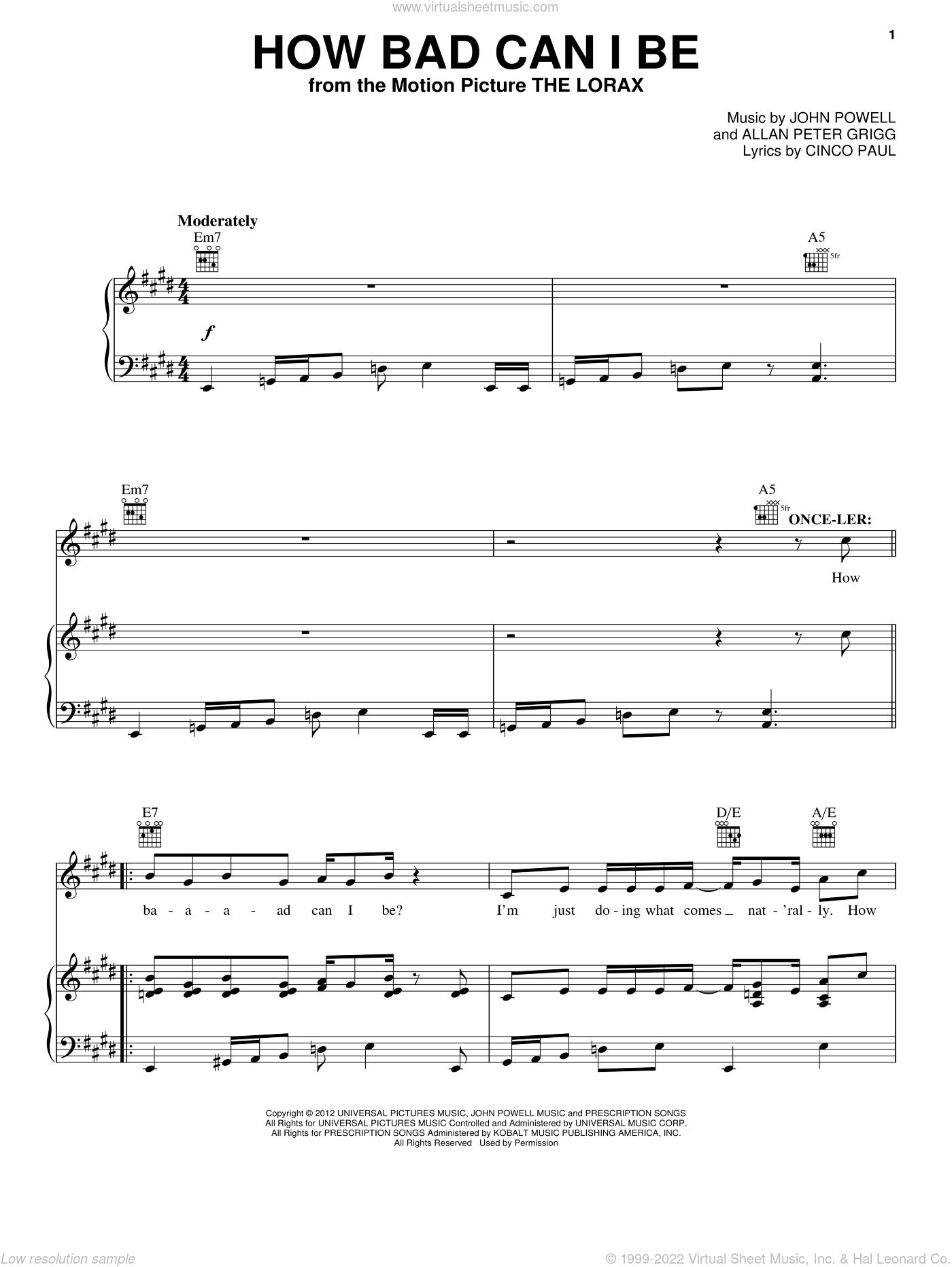 Powell How Bad Can I Be Sheet Music For Voice Piano Or Guitar