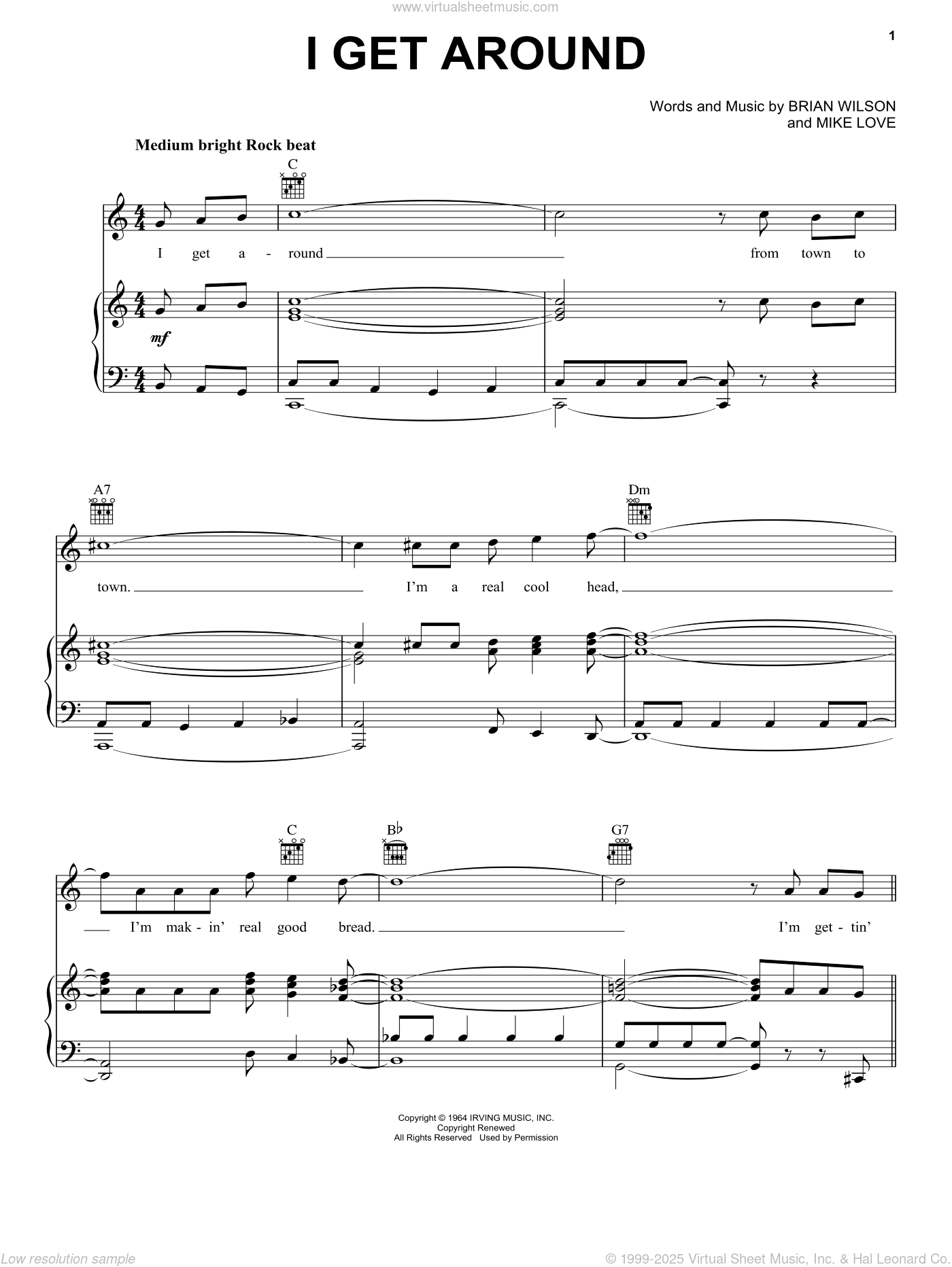 I Get Around sheet music for voice, piano or guitar (PDF)