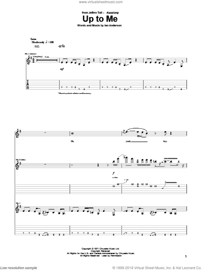 Tull Up To Me Sheet Music For Guitar Tablature Pdf