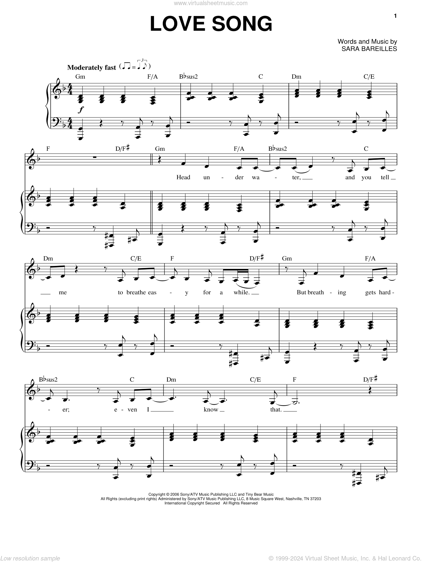 Love Song sheet music for voice and piano (PDF-interactive)